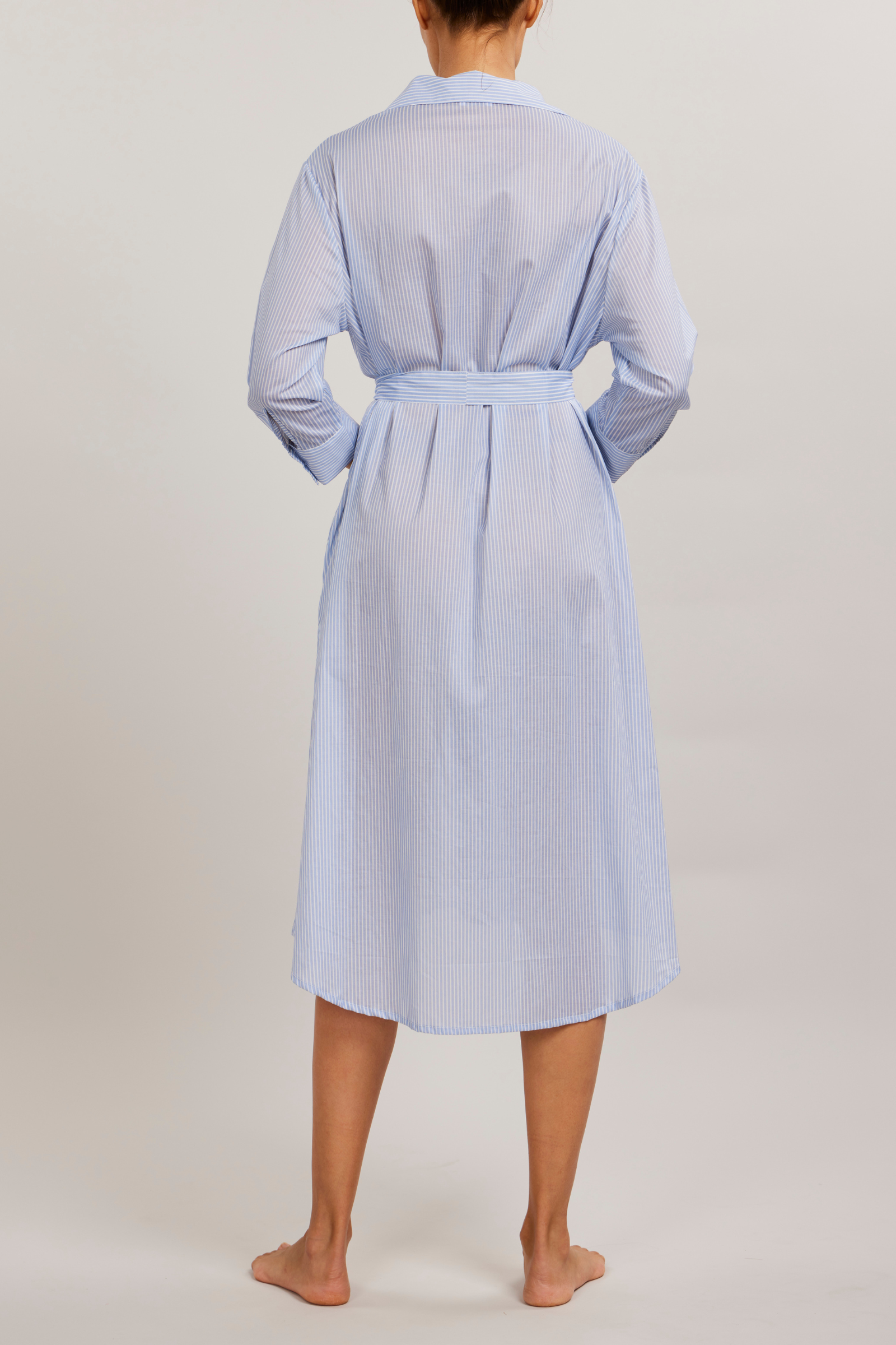 Button Front Dress - Chambray Stripe