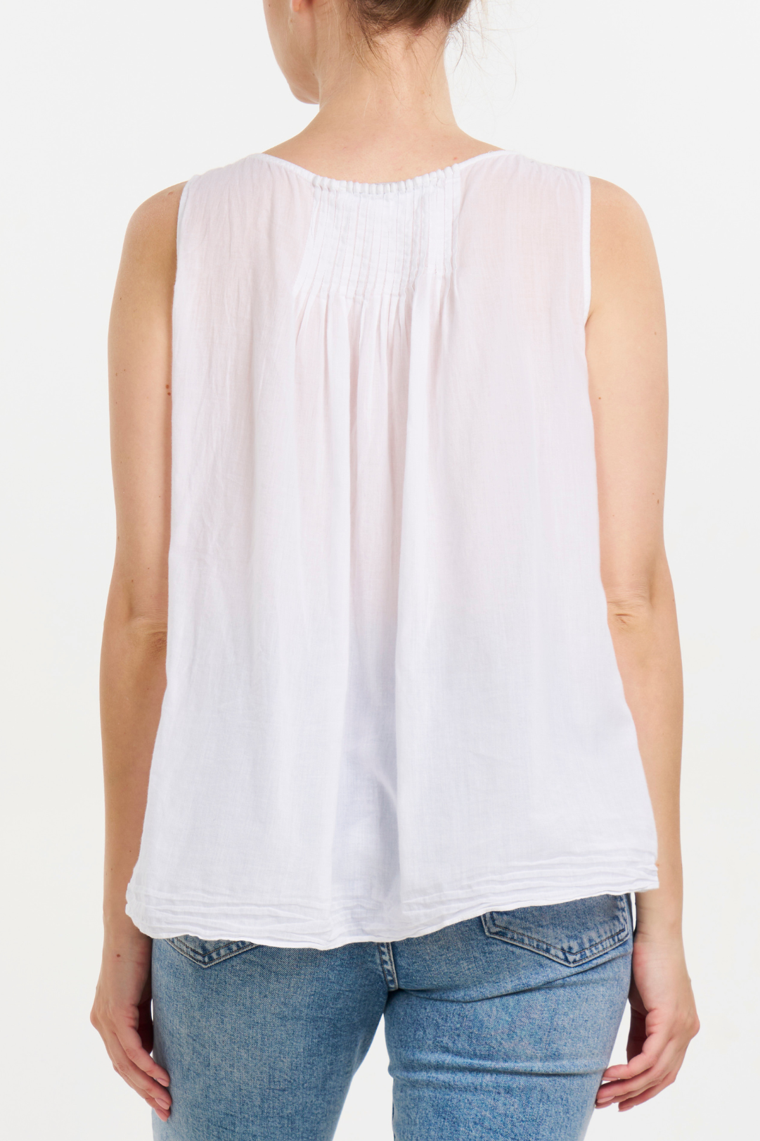Pintuck Top - White