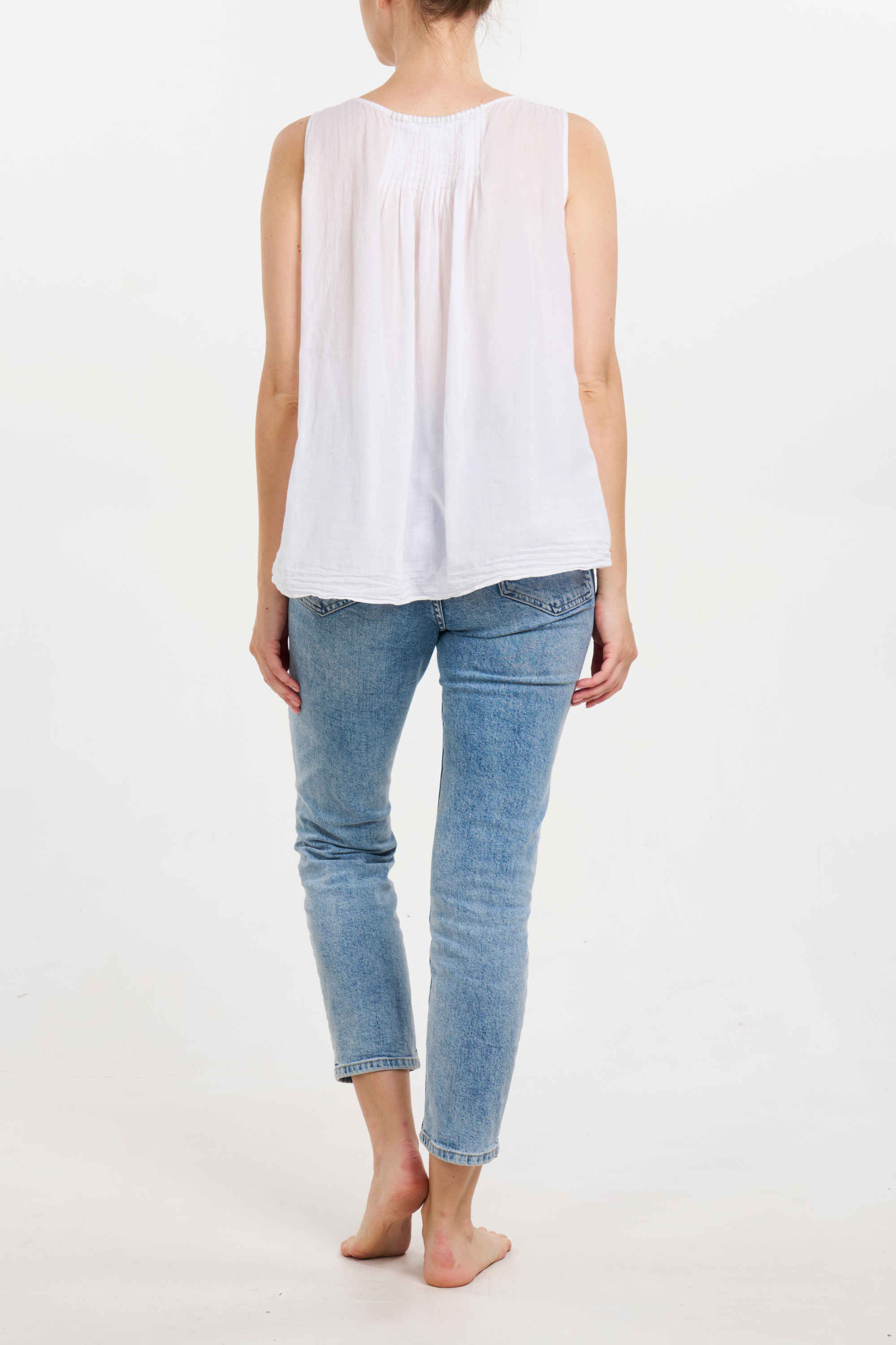 Pintuck Top - White