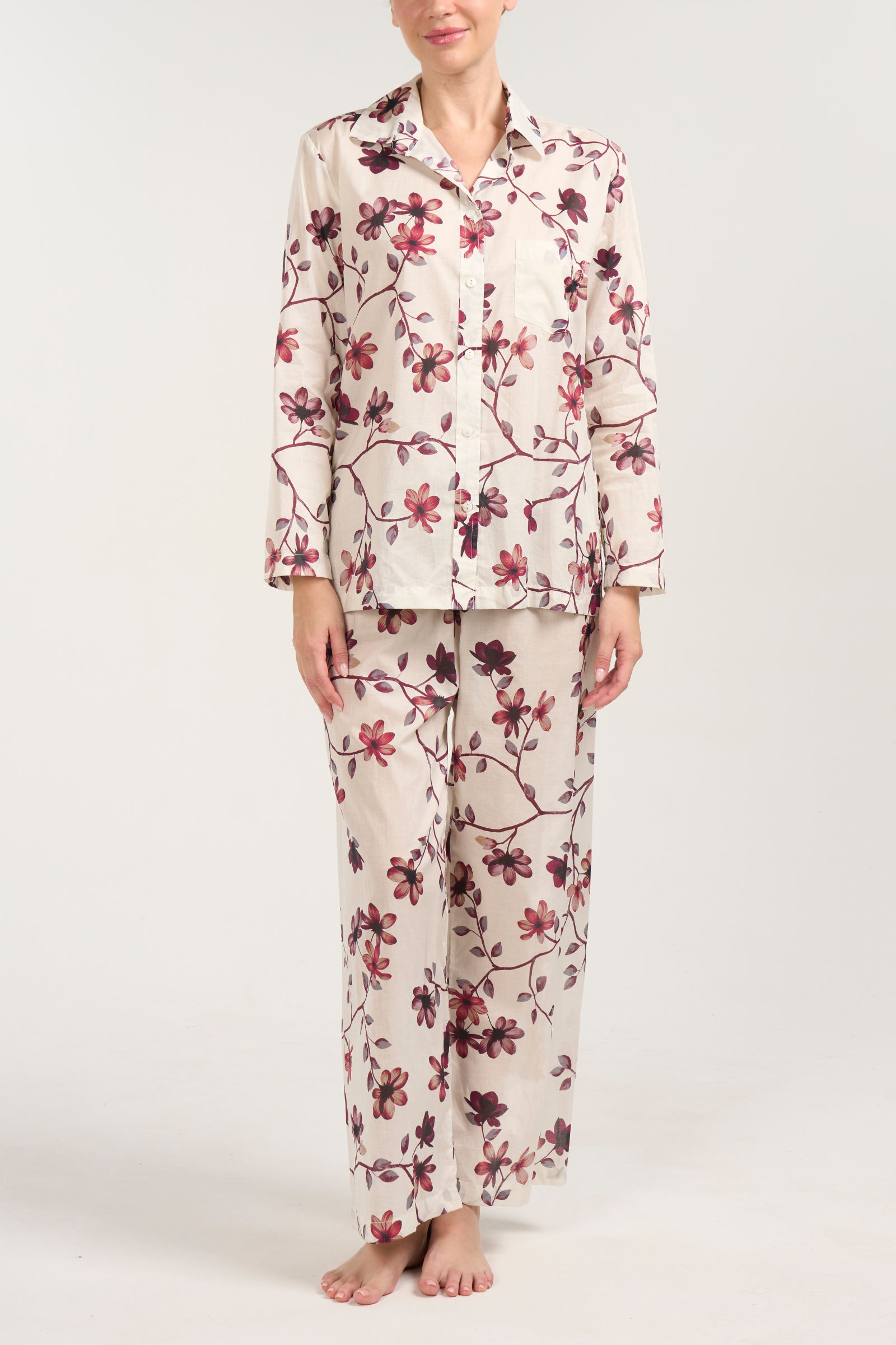 Long Sleeve Pajama Set - Velvet Floral