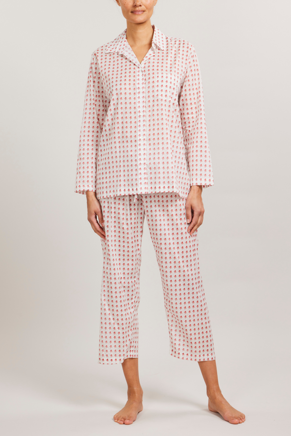 Buy Pillow Talk women graphic print short sleeve tee and printed capri  pajama pants set grey and pink Online