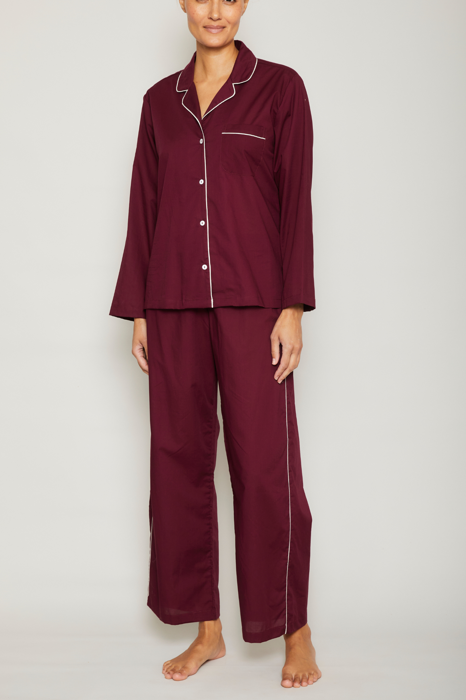 Wide Leg Sport PJ Set - Fig/White