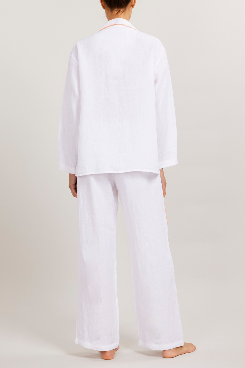 Sport Linen PJ Set - Piped in Shell Coral