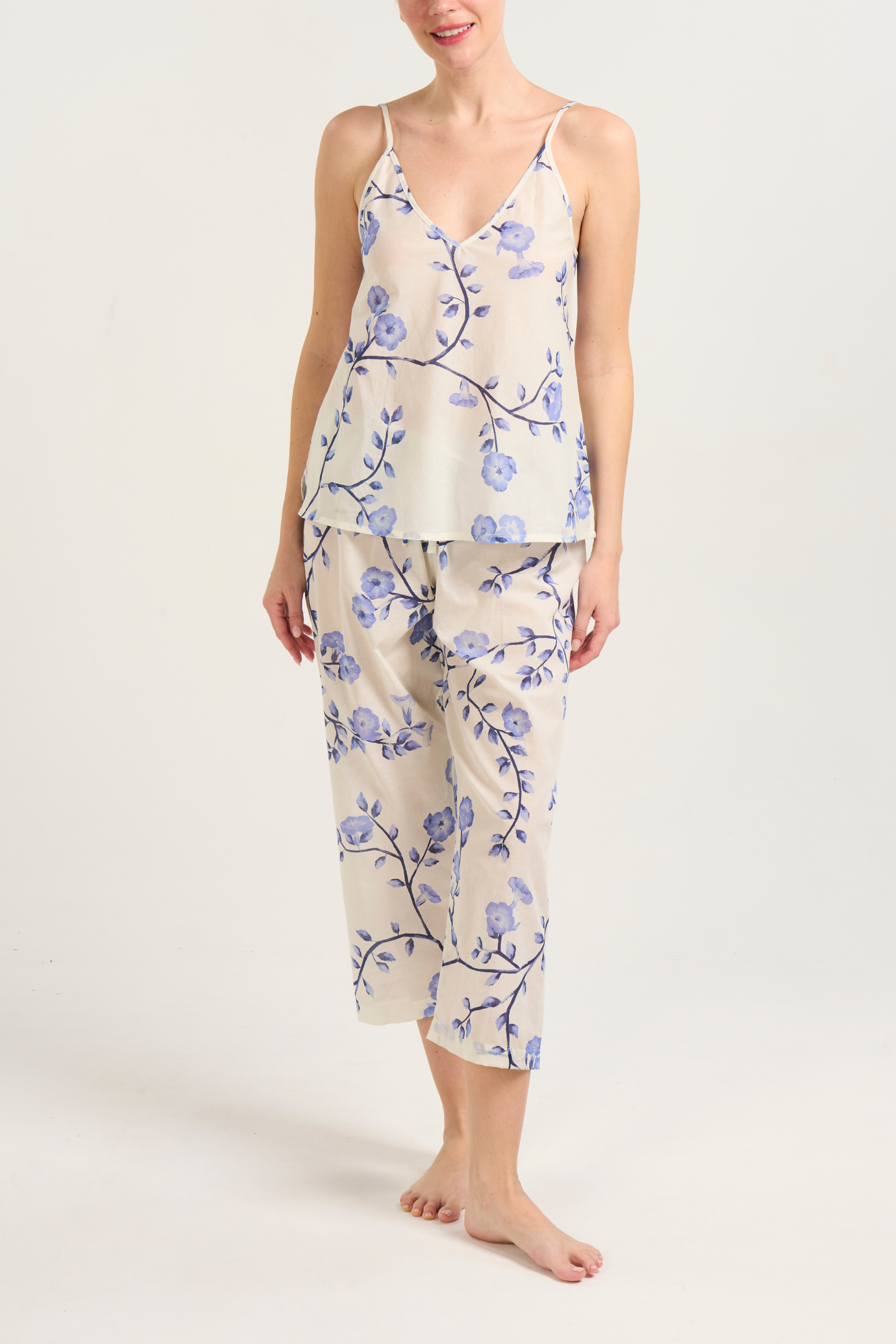 Cami Cropped Pant PJ Set - Blue Floral