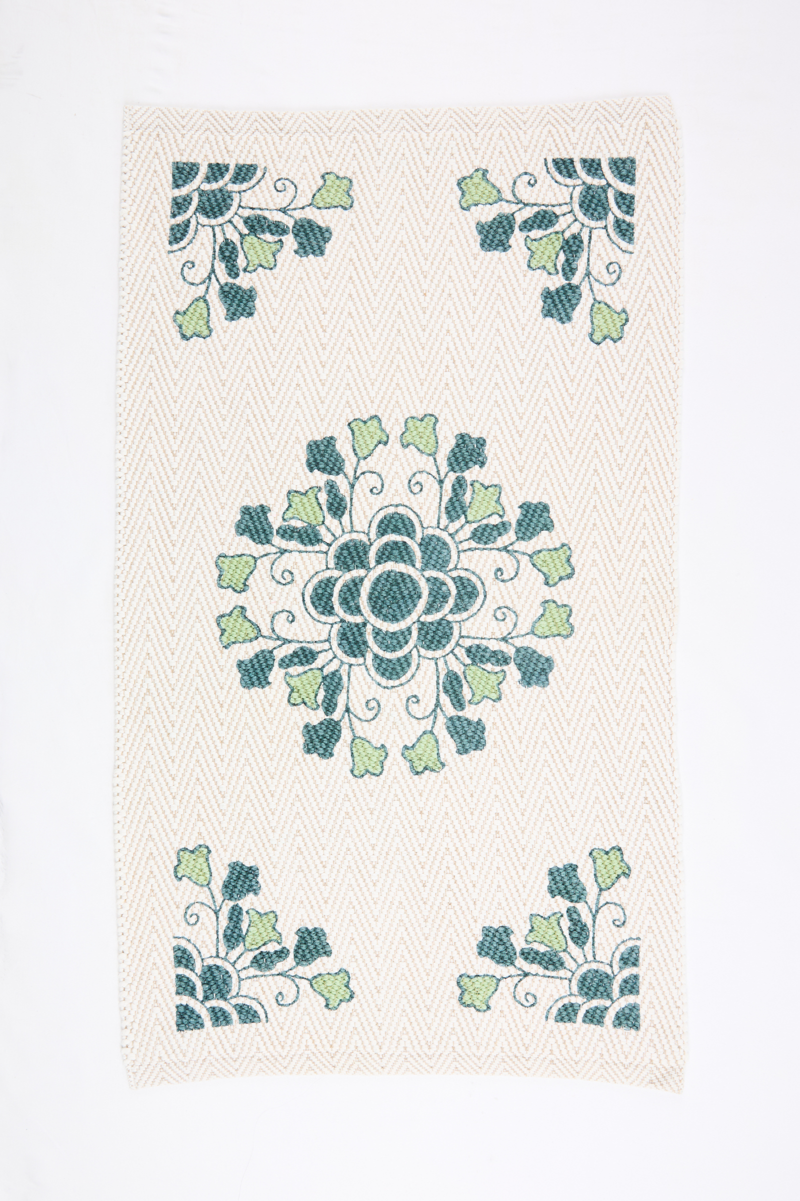 Hand-Painted Italian Mat - Green Floral