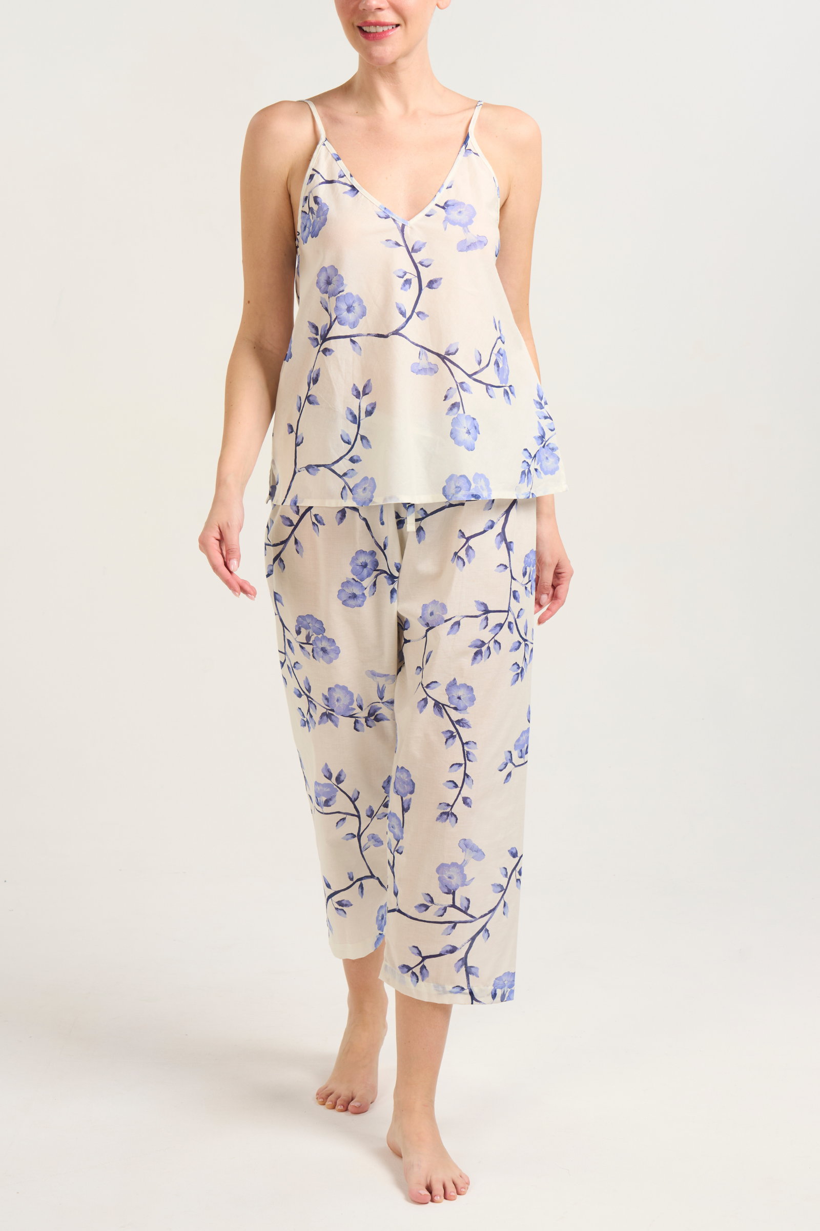 Cami Cropped Pant PJ Set - Blue Floral