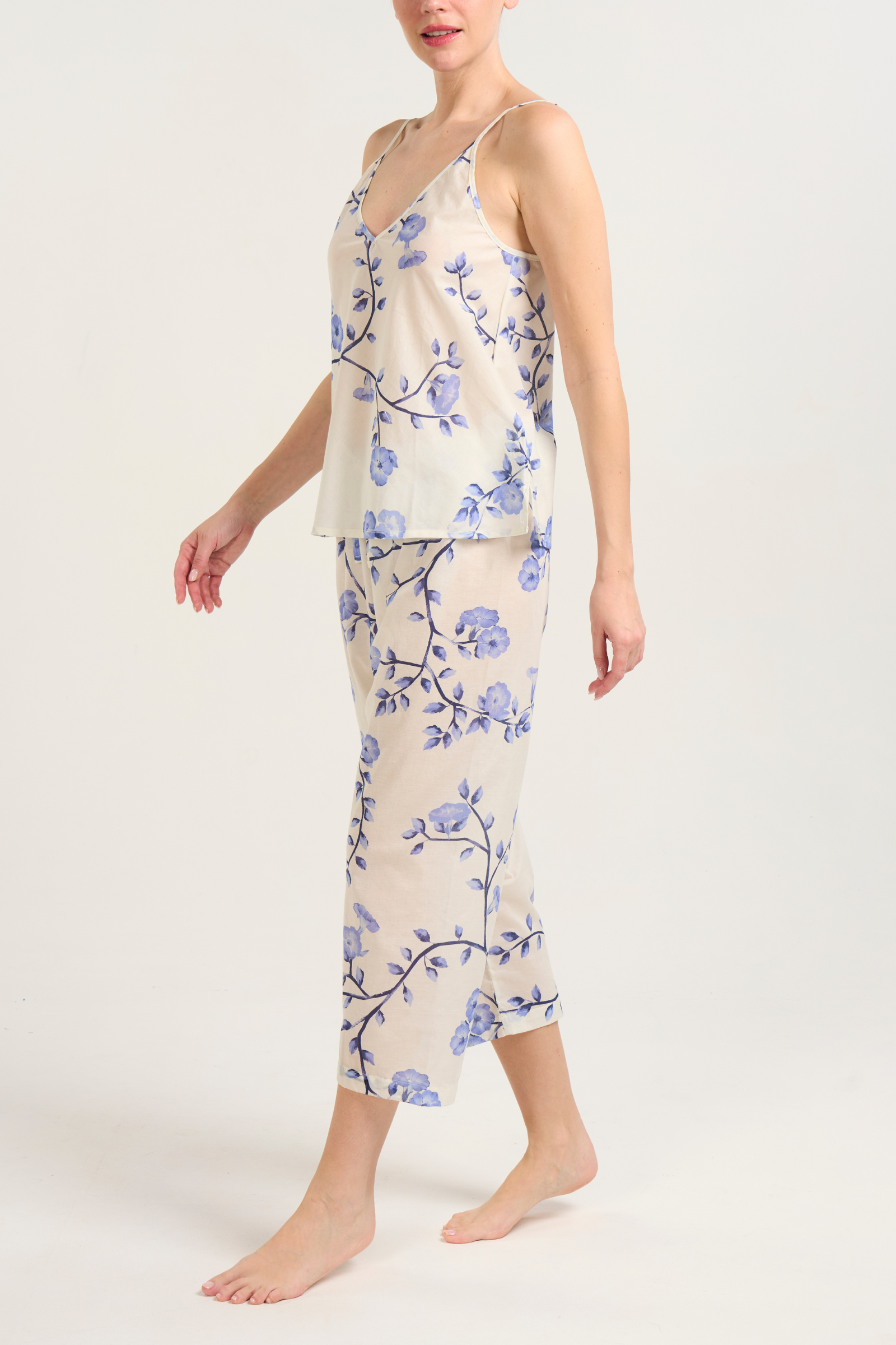Cami Cropped Pant PJ Set - Blue Floral