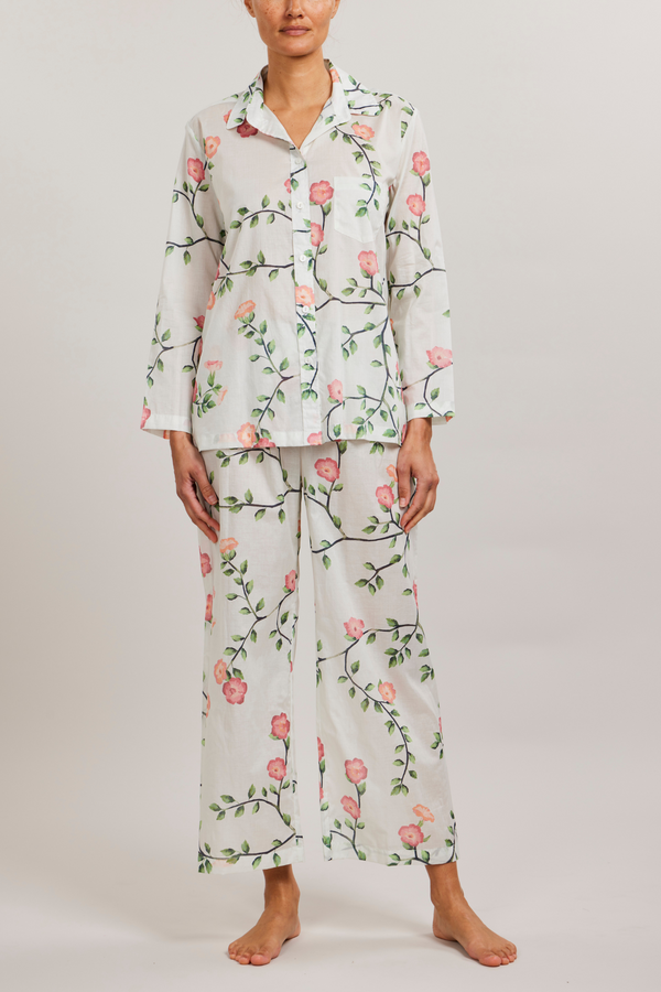 Floral Pajama Long Sleeves Bodysuit / Pink, Best Stylish Bedding