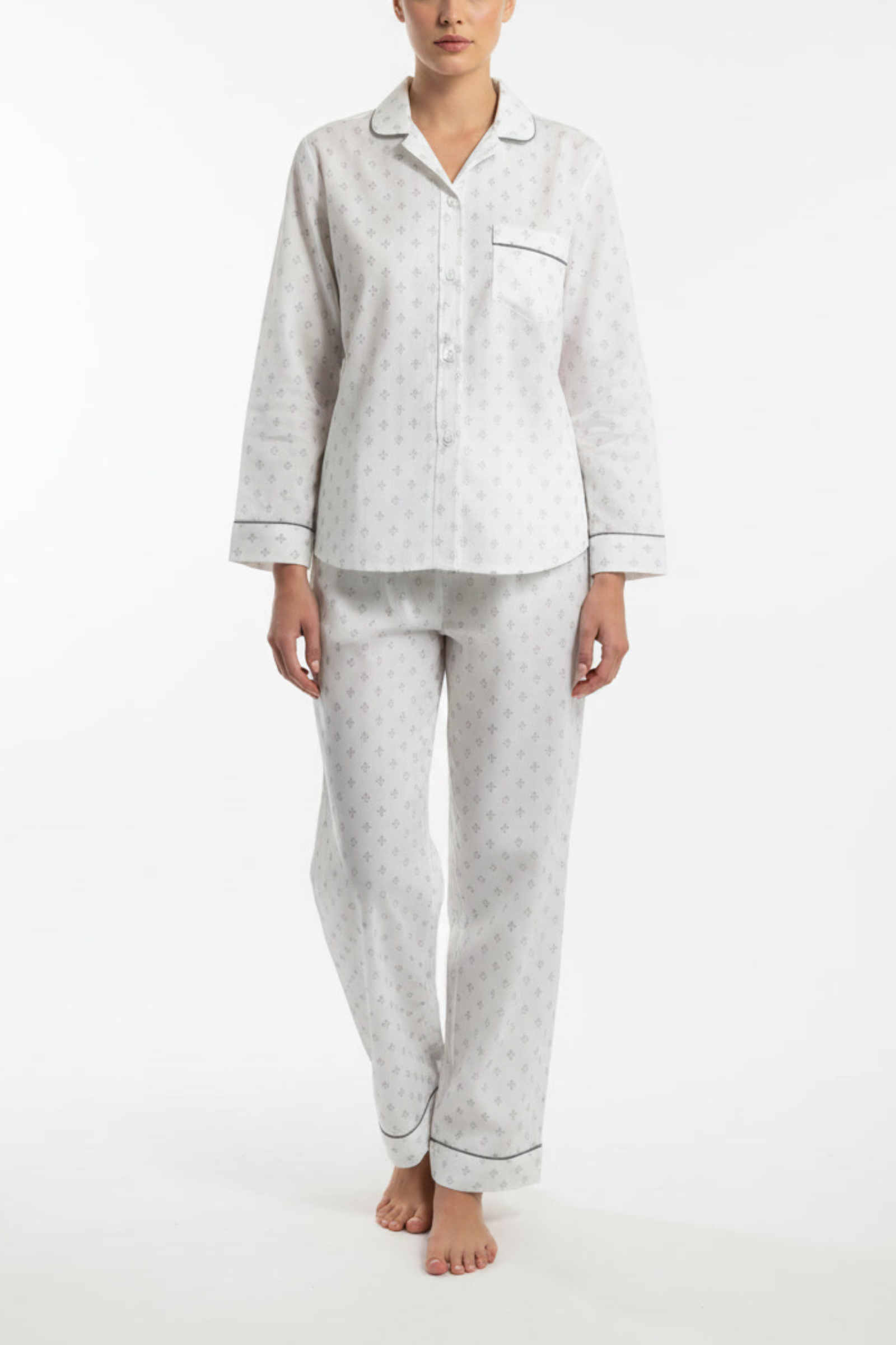 Cotton Sateen Pajama Set - Fleur De Lis