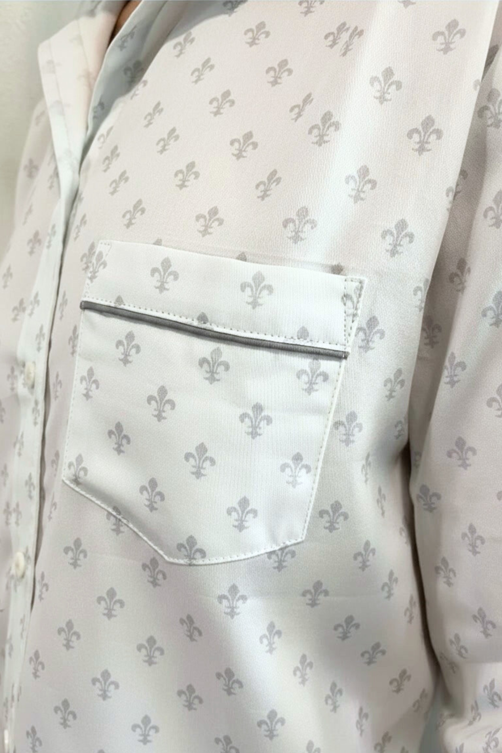 Cotton Sateen Pajama Set - Fleur De Lis