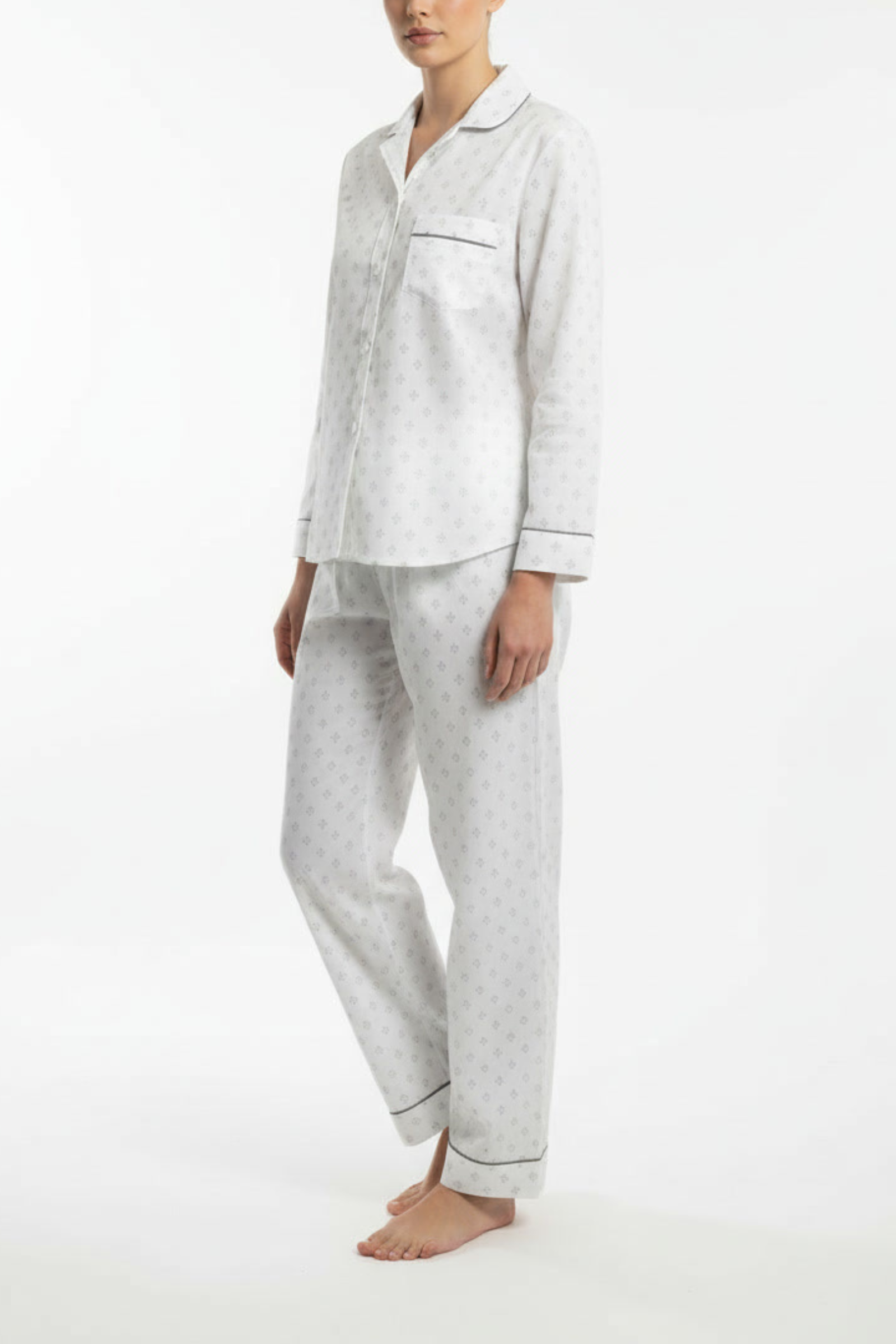 Cotton Sateen Pajama Set - Fleur De Lis