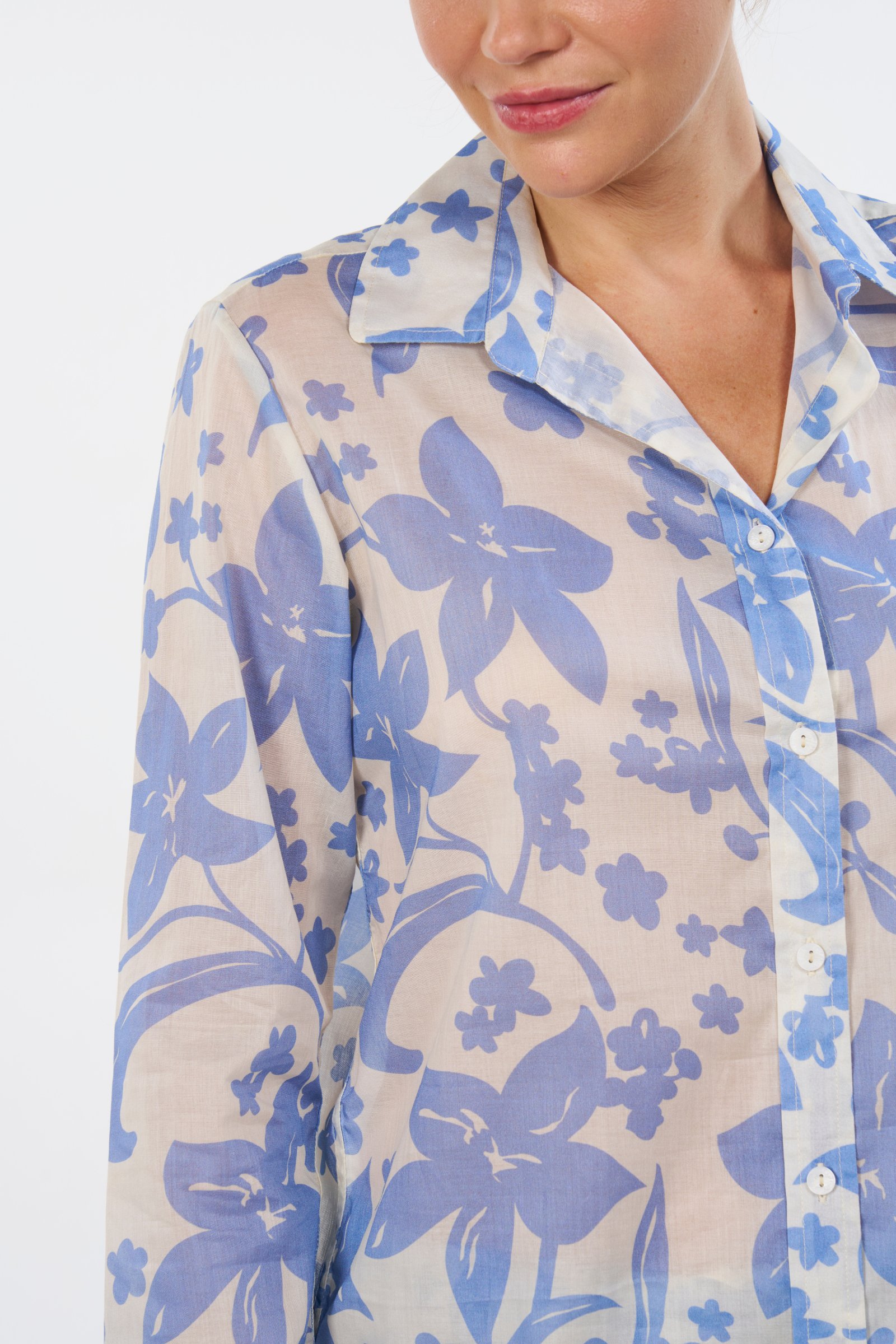 Long Sleeve Pajama Set - Hawaiian Blue Print