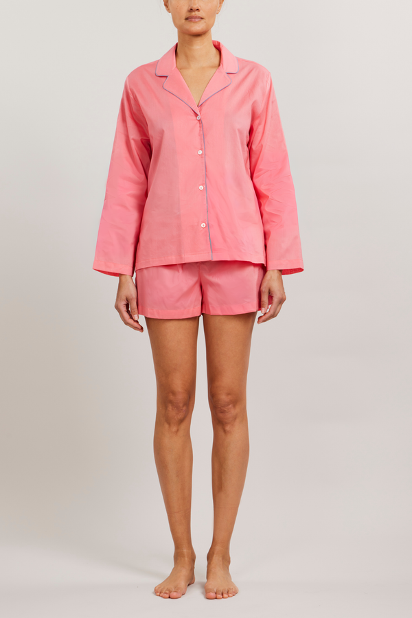 Girls Pink Cotton Embroidered Long Sleeve Pajama Set