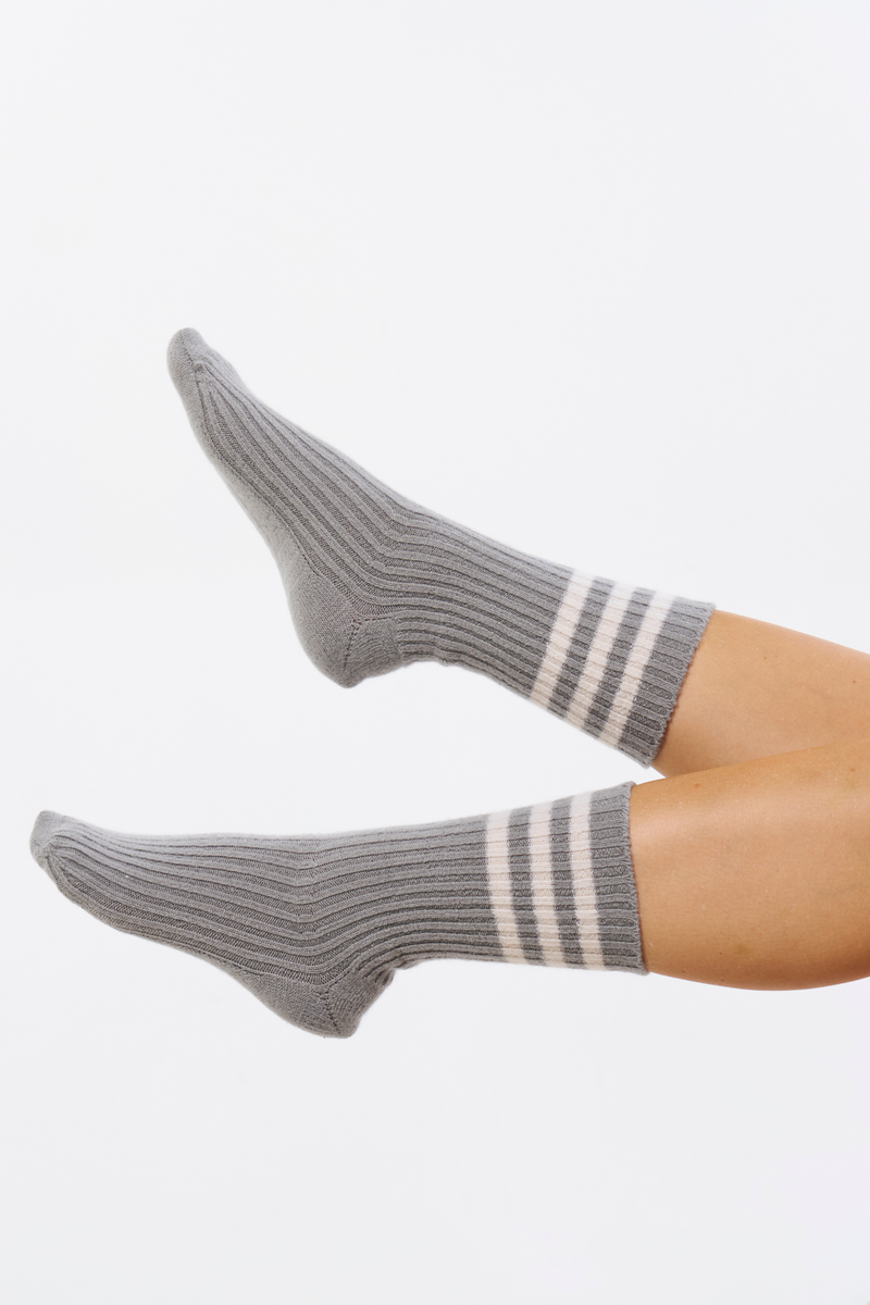 Cashmere Socks - Grey Stripe