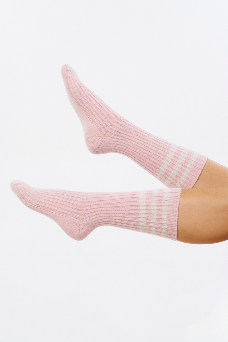 Cashmere Socks - Pink Stripe