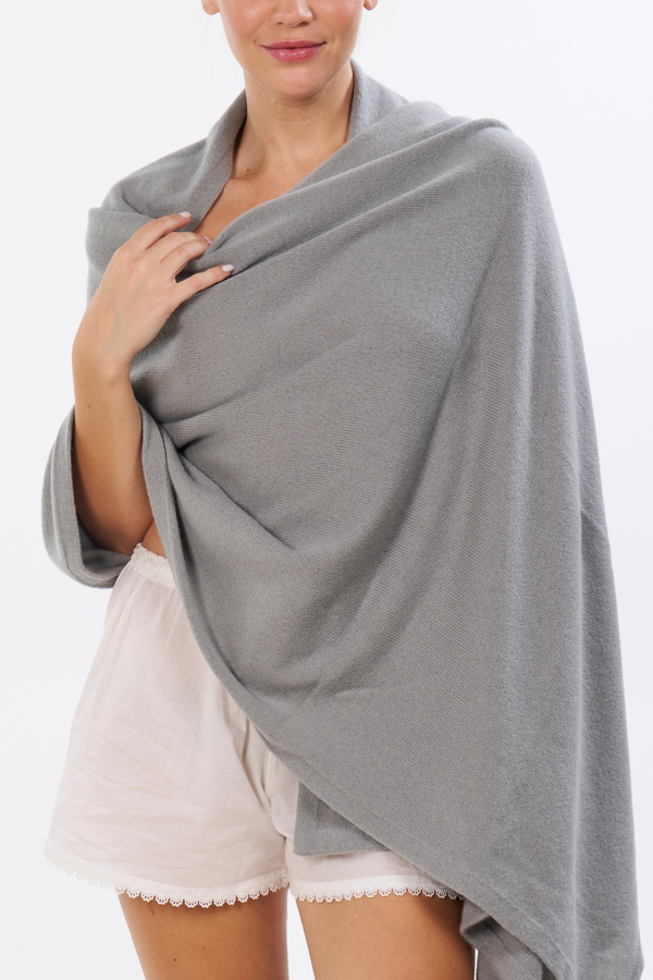 Washable Cashmere Wrap - Steely Grey