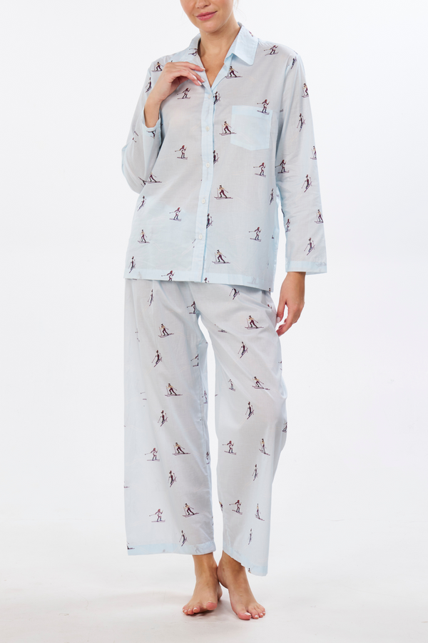 Cross Country Skiers Long Sleeve Pajama Set