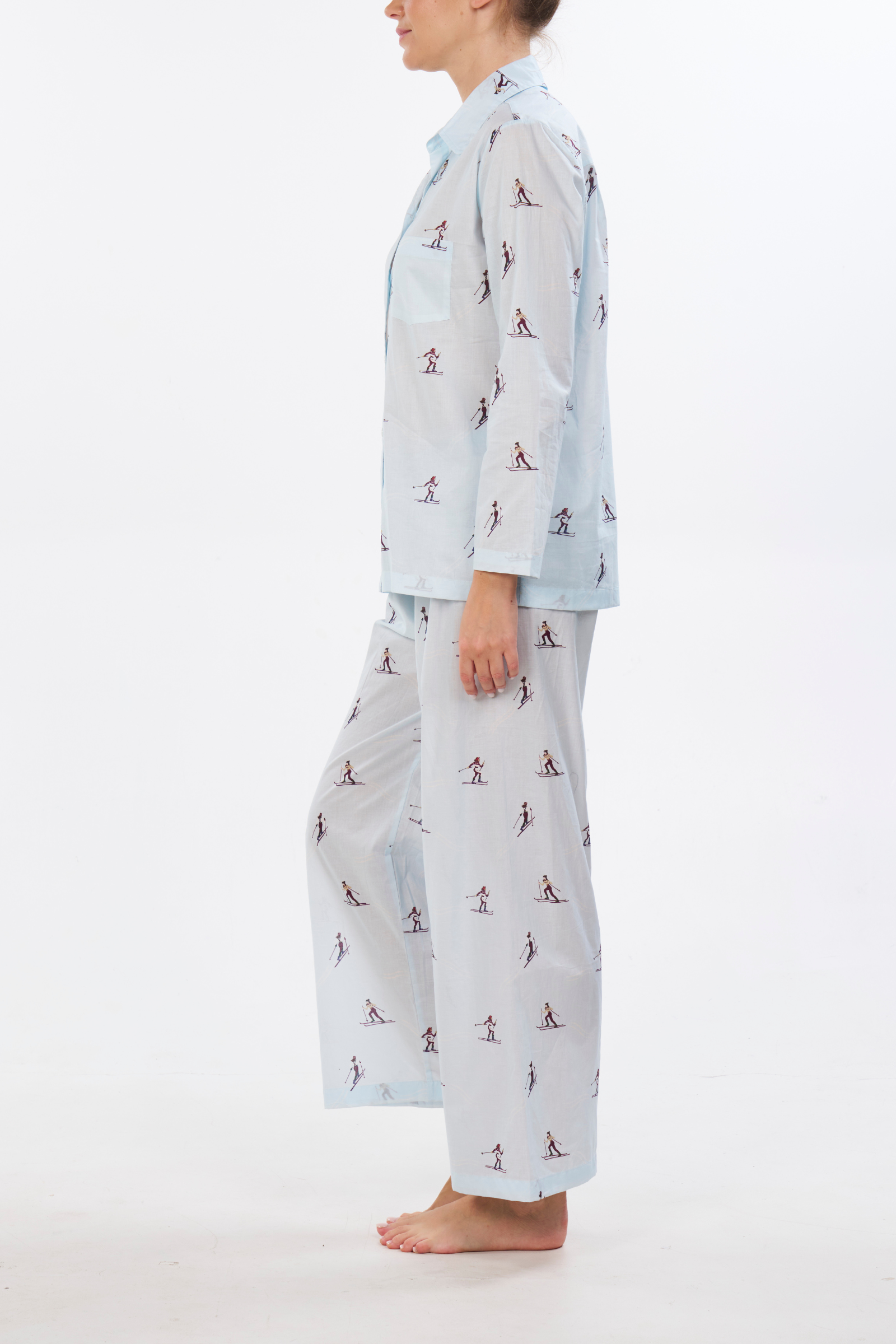 Long Sleeve Pajama Set - Cross Country Skiers