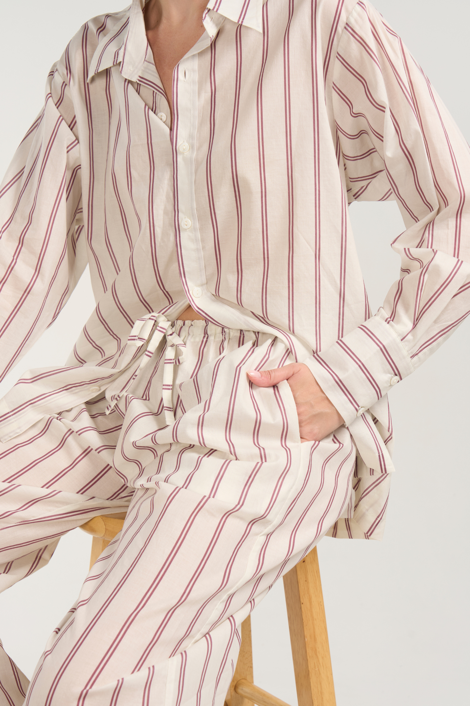 Oversized Lounge Set - Plum Stripe
