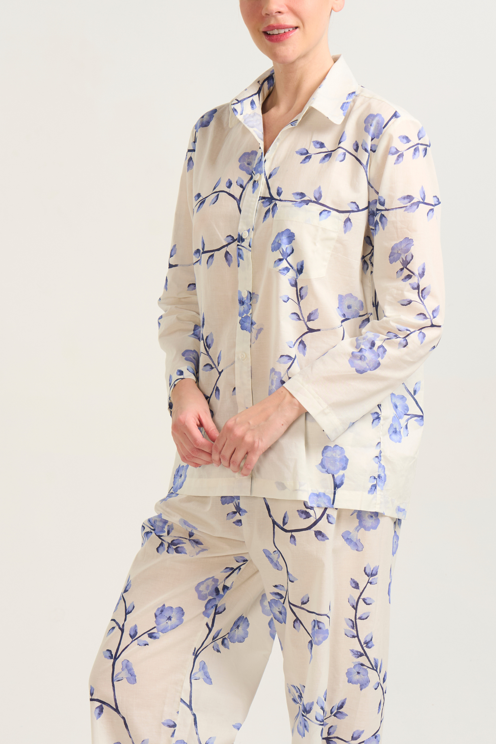 Long Sleeve Pajama Set - Blue Floral