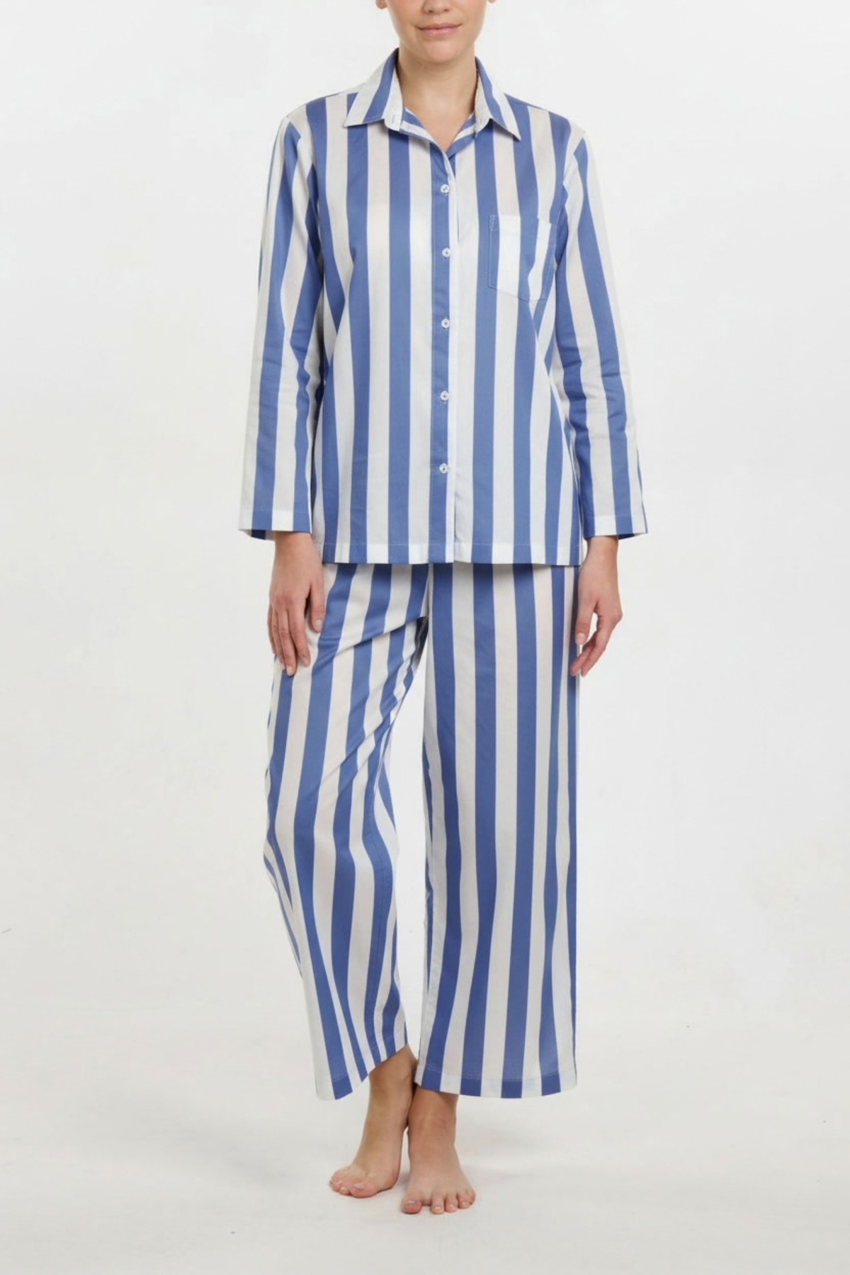 Long Sleeve Pajama Set with Cropped Pants - Big Sky Stripe