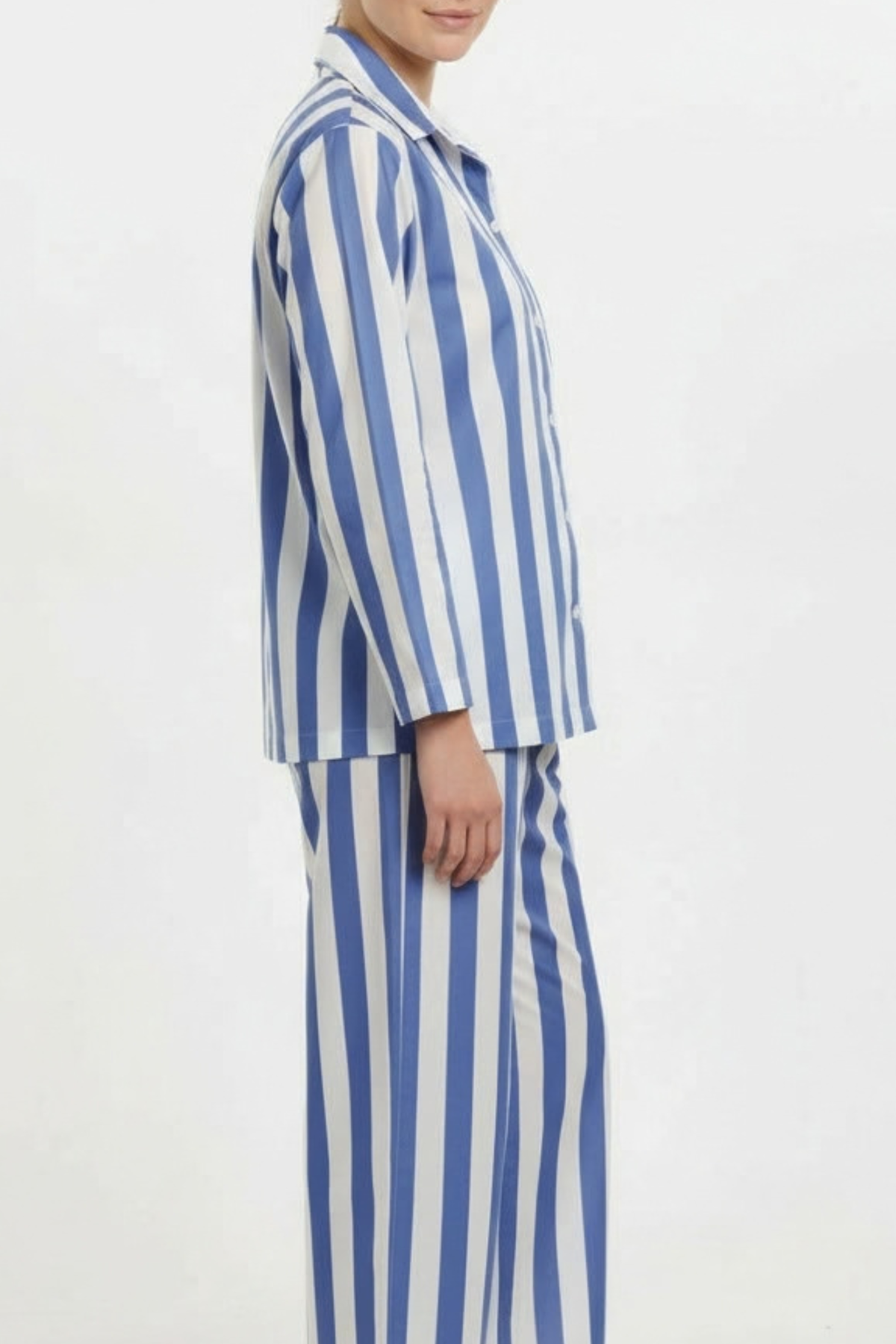 Long Sleeve Pajama Set with Cropped Pants - Big Sky Stripe