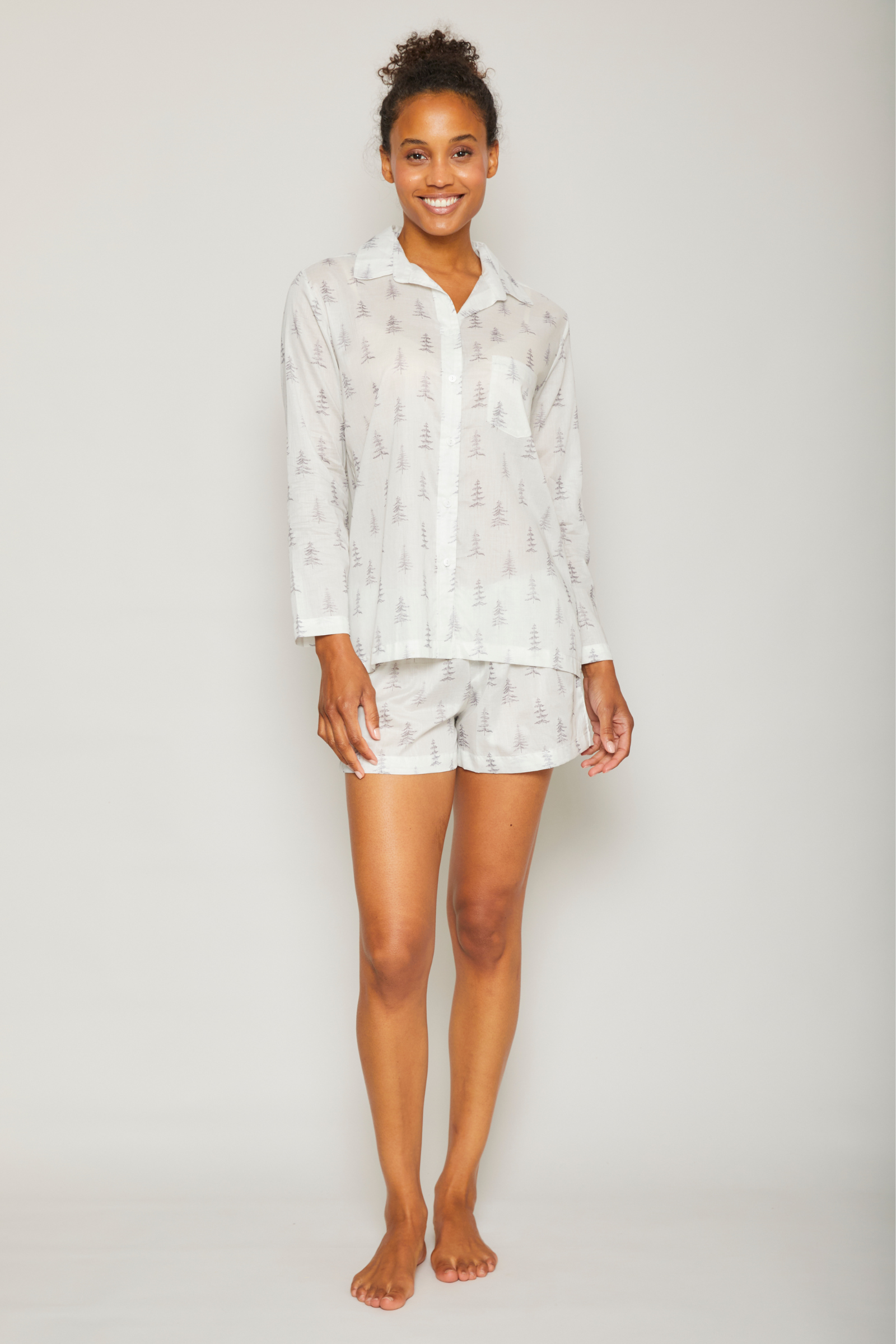 Long Sleeve Short Set in Pine Trees