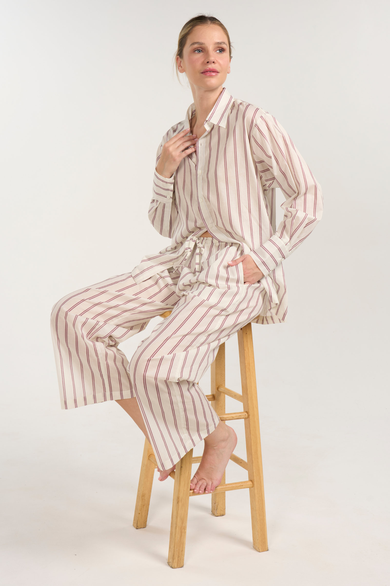 Oversized Lounge Set - Plum Stripe