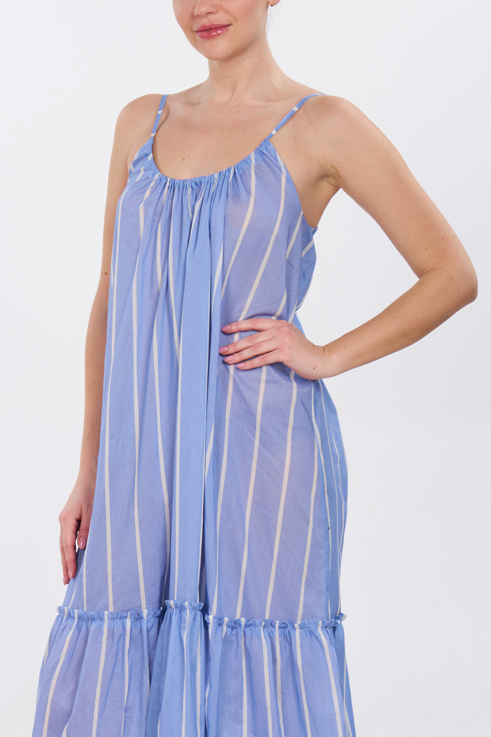 Low-Back Ruffle Dress - Bel Air Stripe