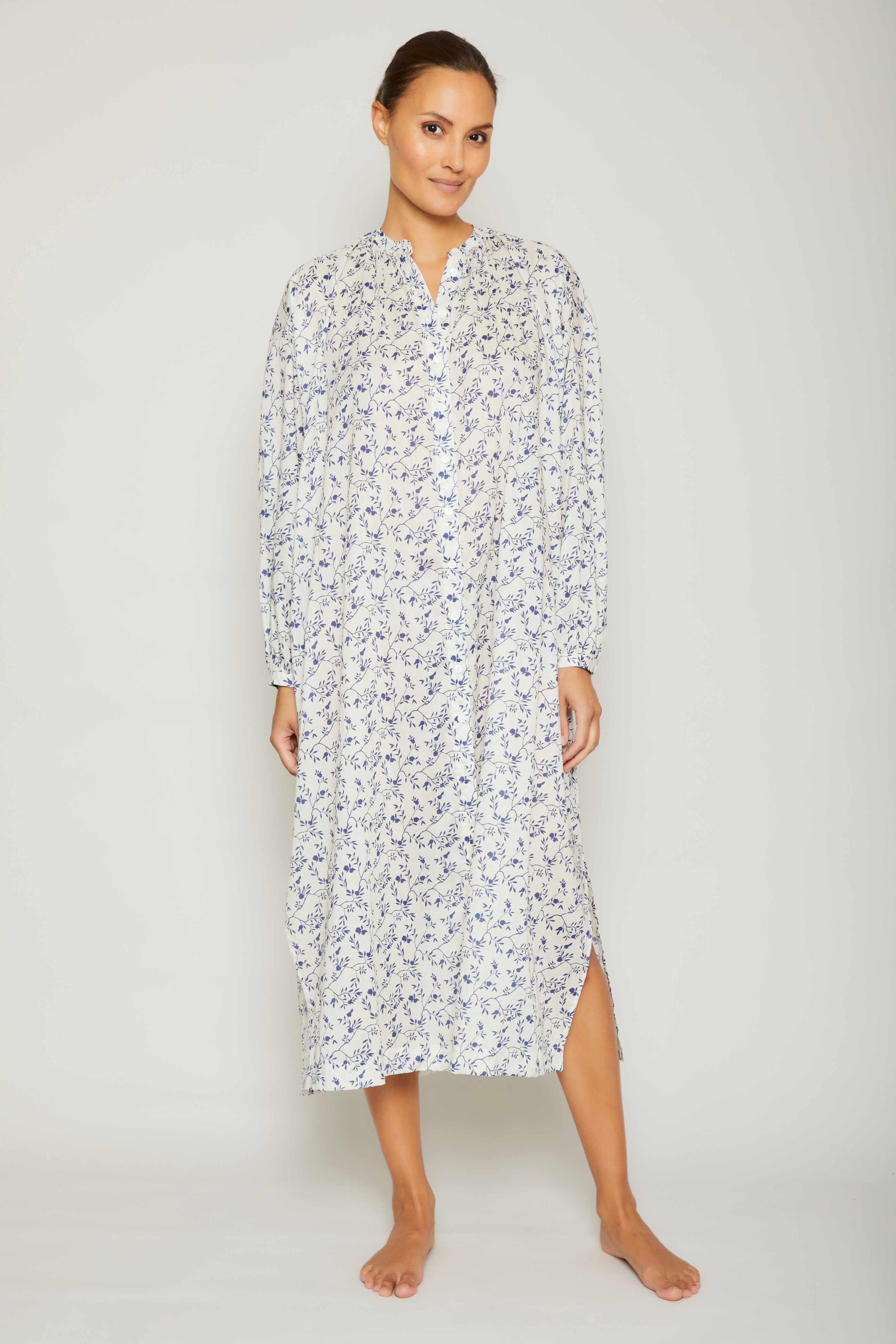 Mona Button Front Dress - Navy Coastal Floral