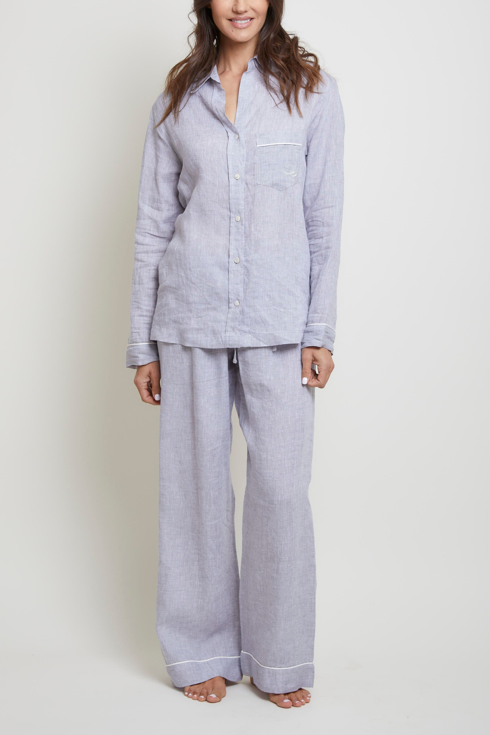 Linen Pajama Set - Heather Grey