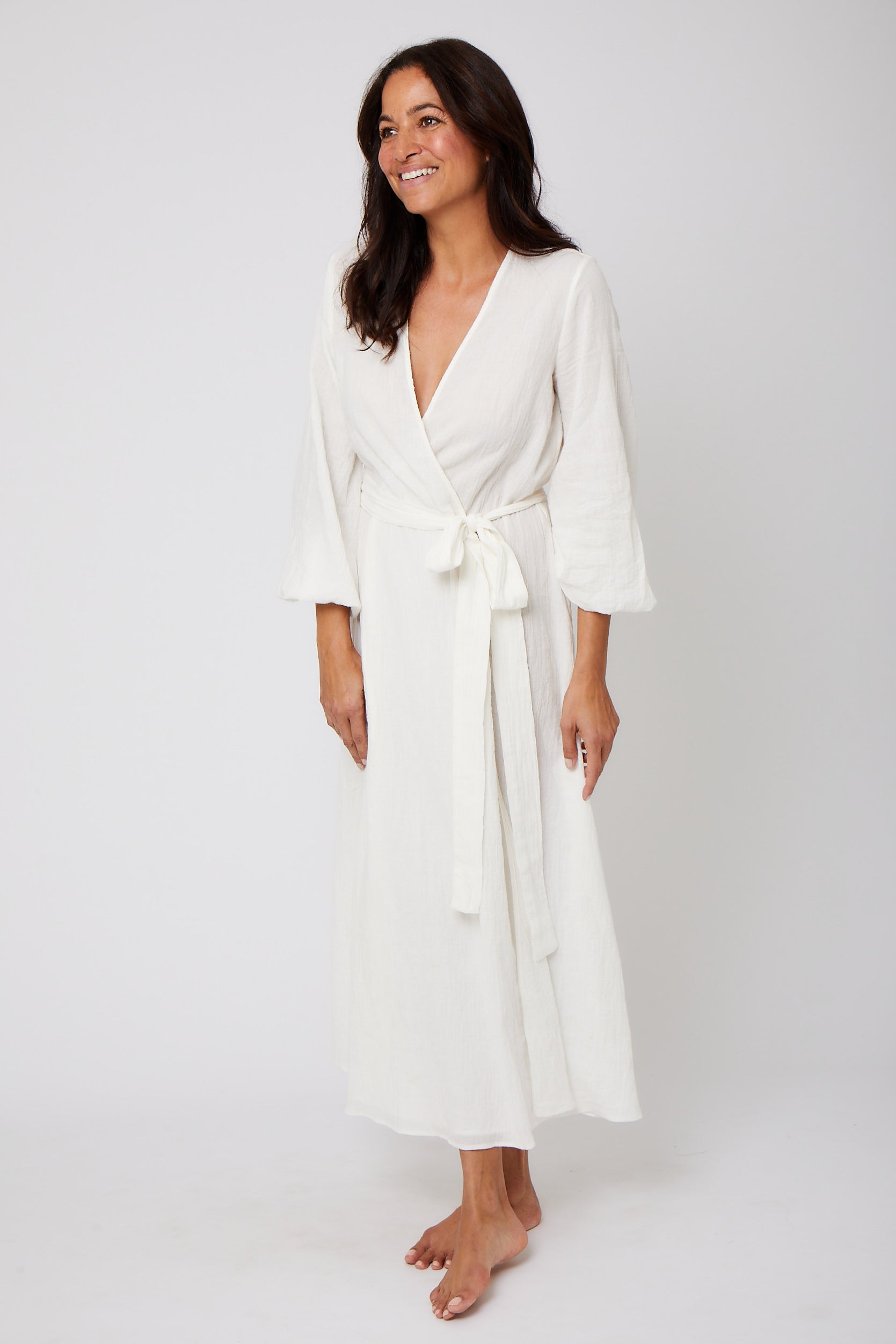 Long Organic Japanese Cotton Wrap Dress