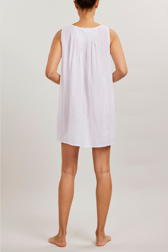 Sleeveless Pintuck Nightie - White