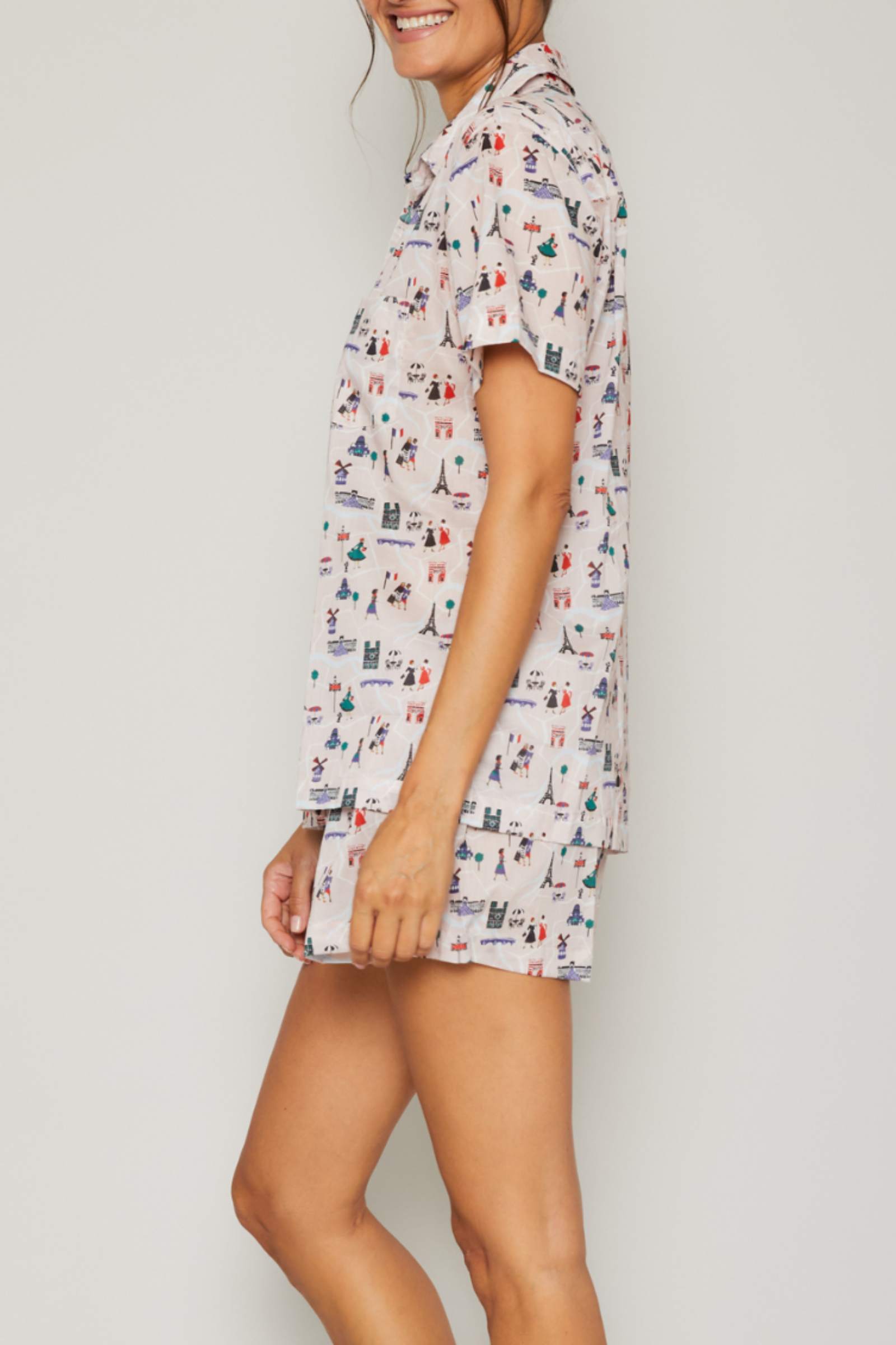 Paris Print Short Set - Pink