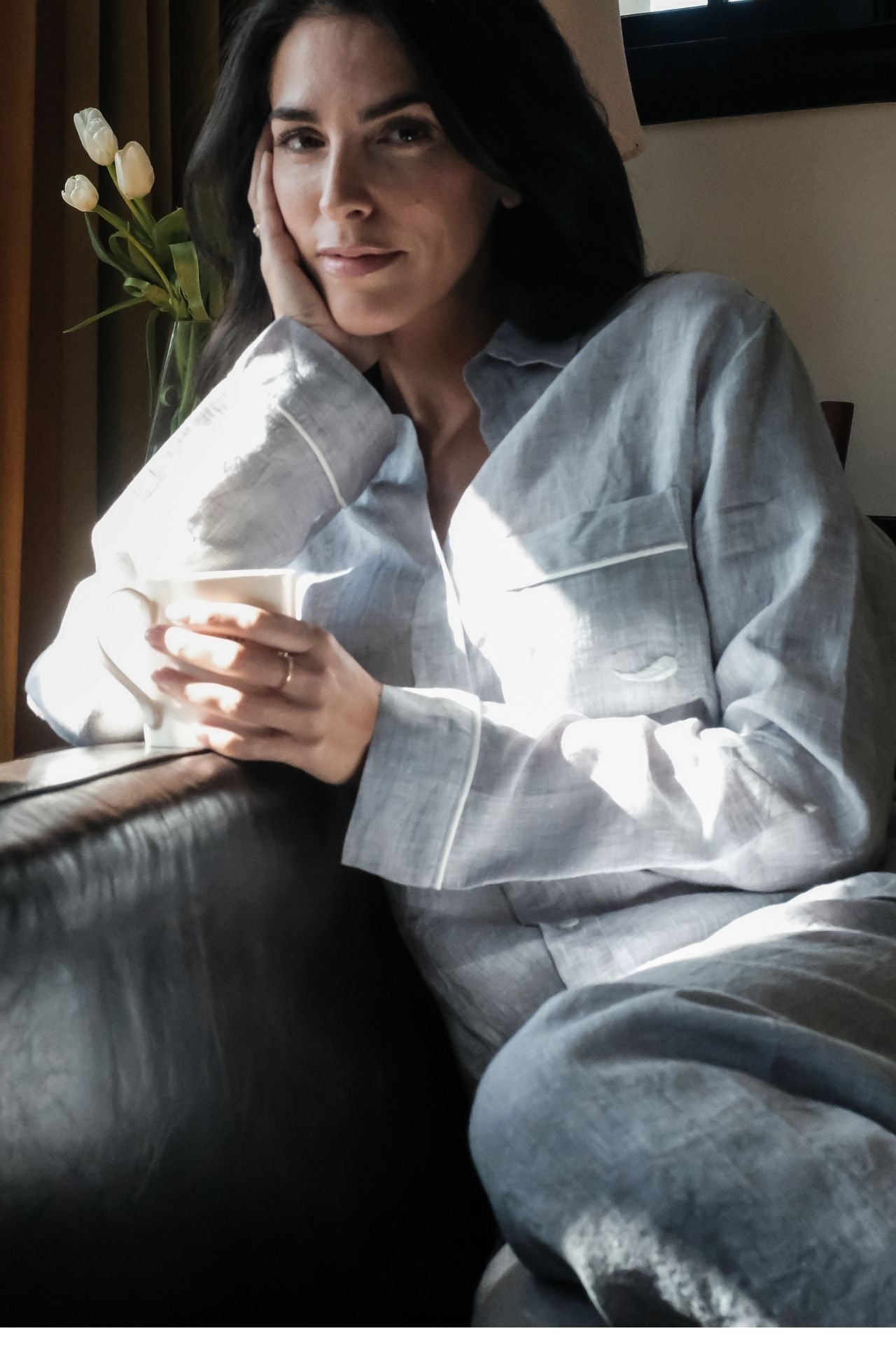 Linen Pajama Set - Heather Grey