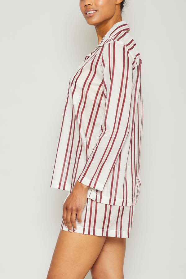 Striped Long Sleeve Pajama Short Set - Nomad