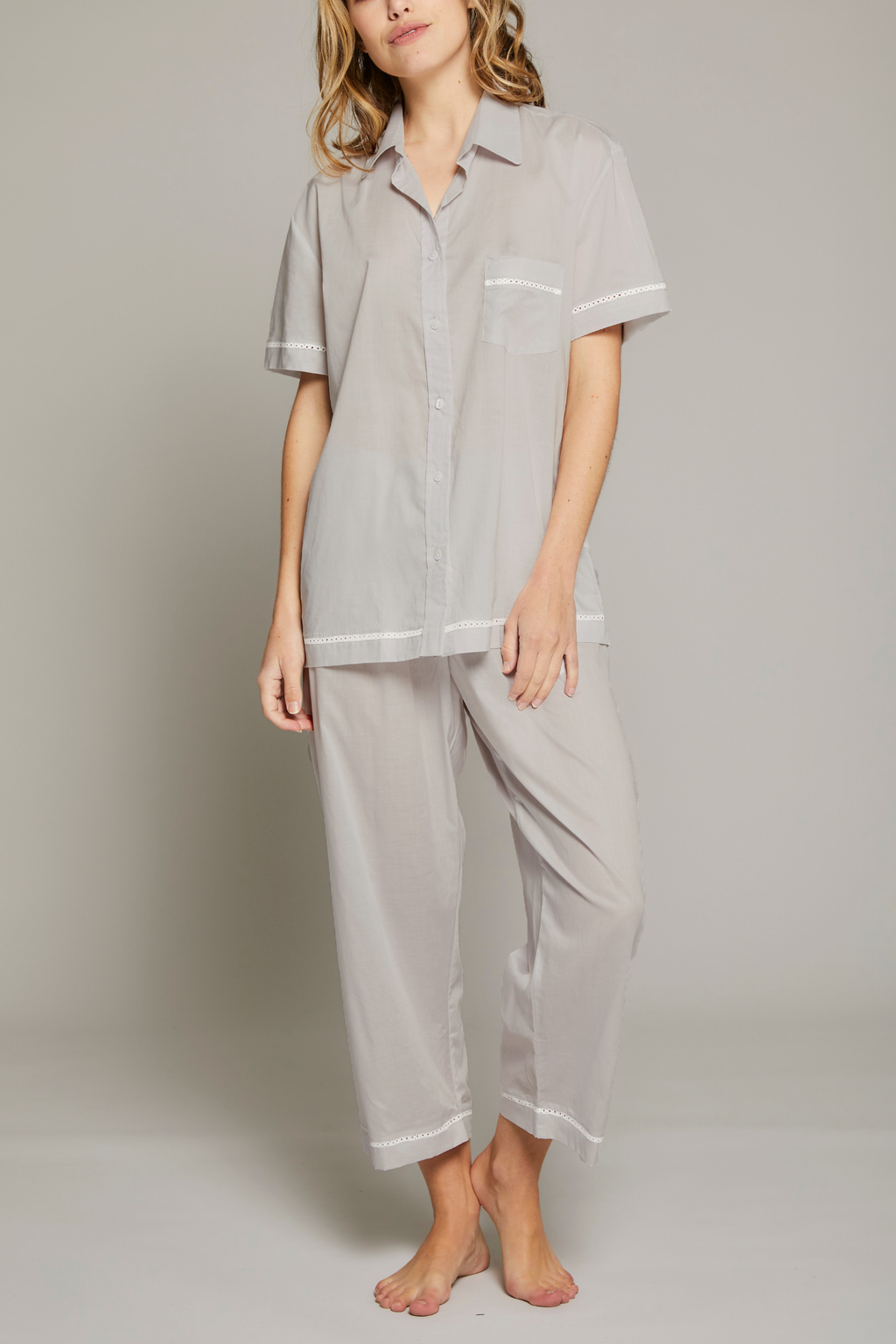 Short Sleeve Crop Pant PJ Set - Grey – Pour Les Femmes