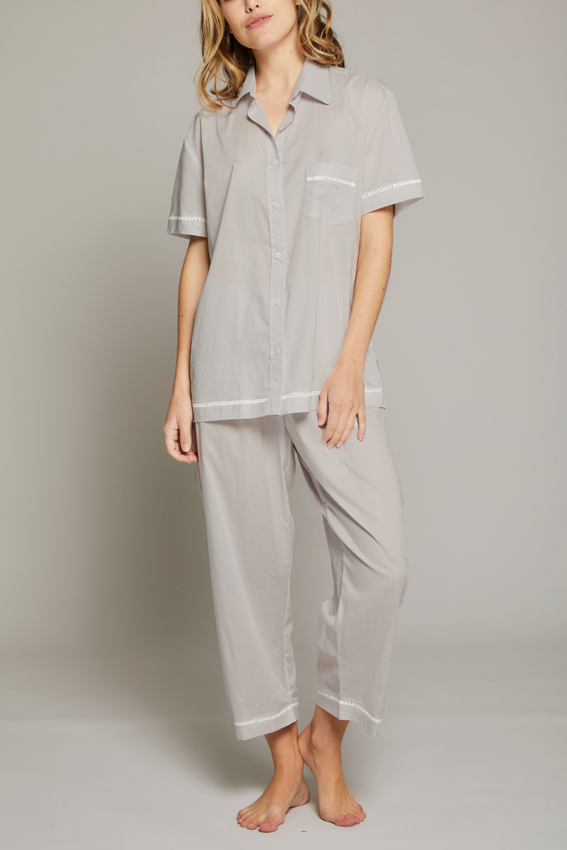 Short Sleeve Crop Pant PJ Set - Grey