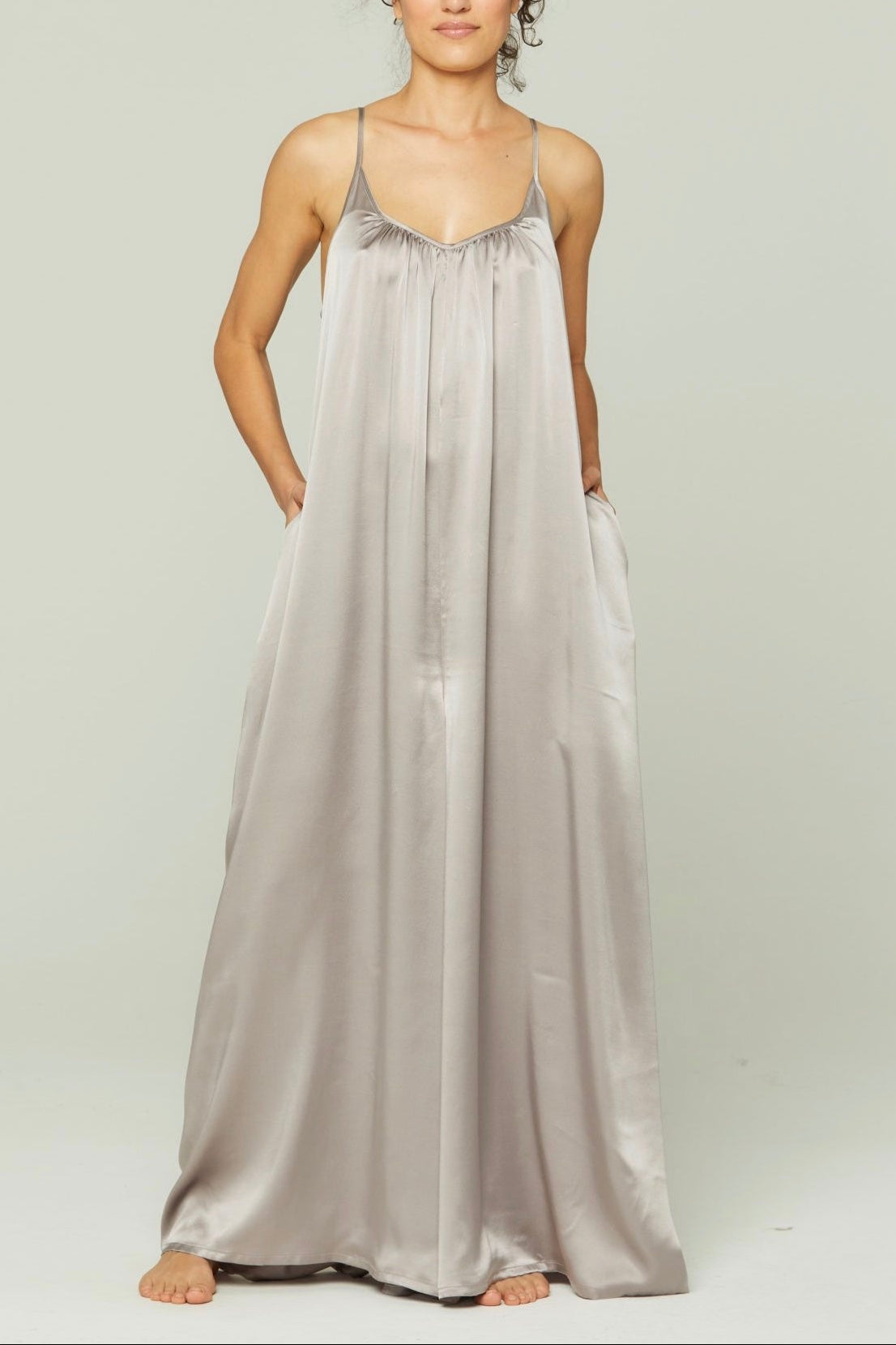 Silk Charmeuse Jumpsuit - Putty