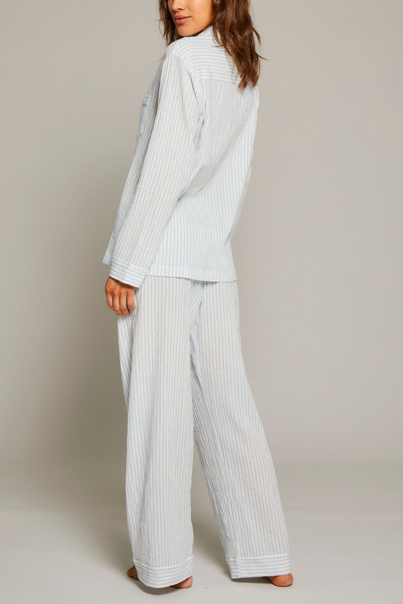 Organic Japanese Cotton Pajama Set - Blue Stripe