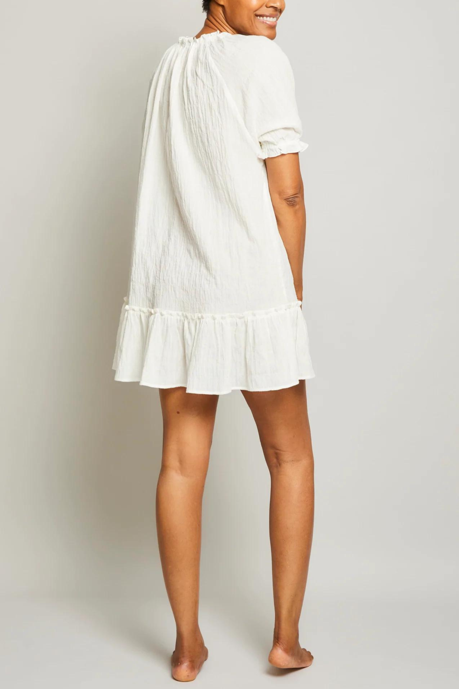 Organic Japanese Cotton Ruffle Nightie-Cream