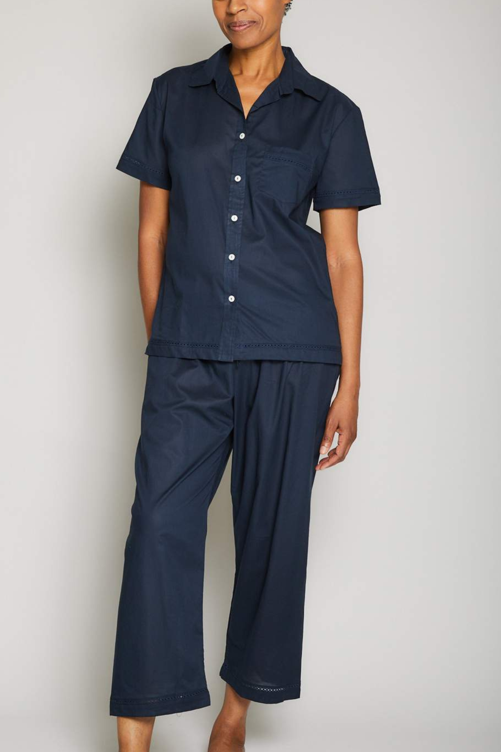 Short Sleeve Crop Pant PJ Set - Royal Navy