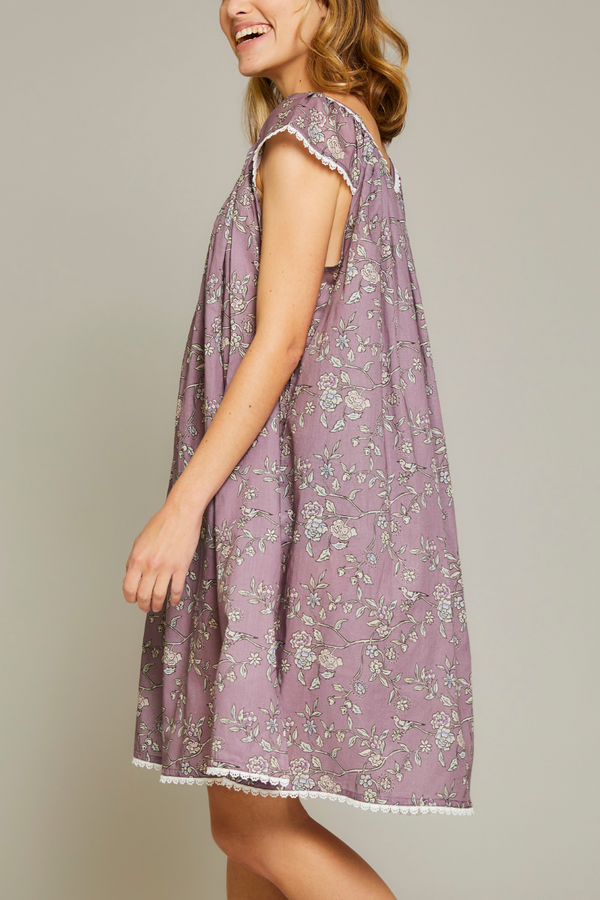 Acorn Cotton Nightgown with Flower Trim