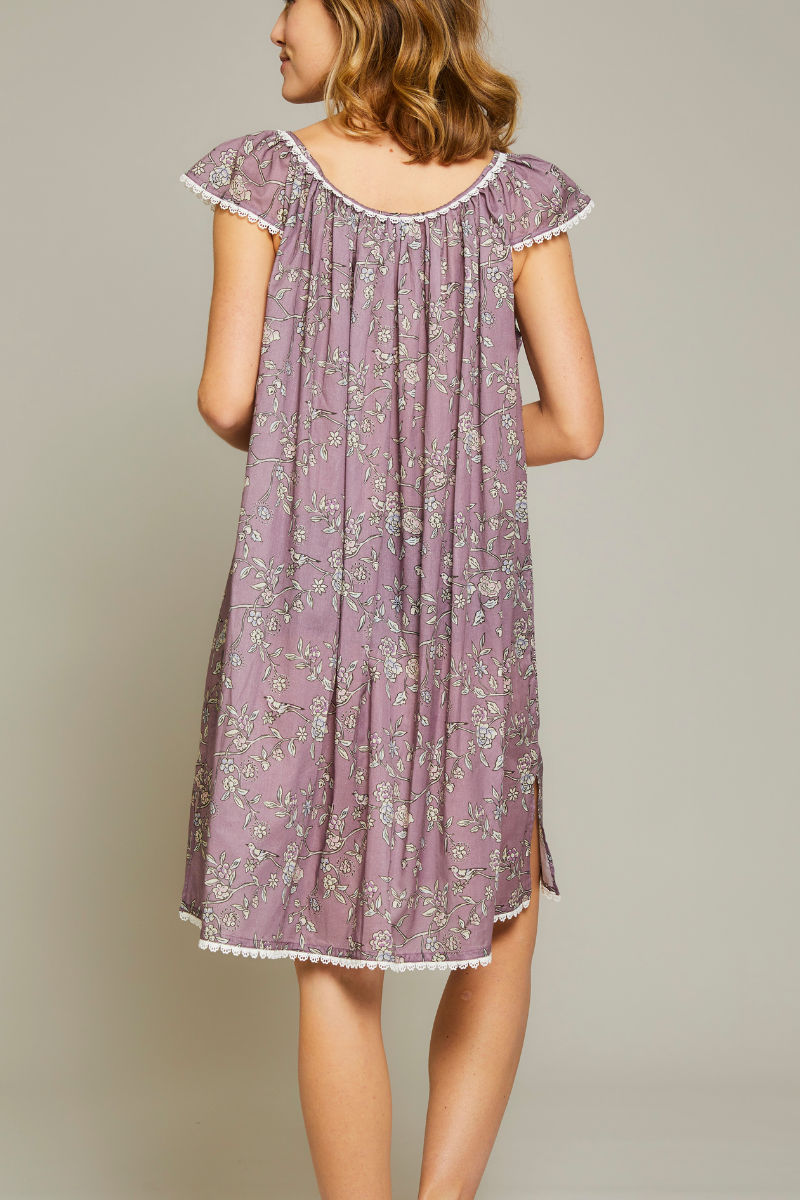 Acorn Cotton Nightgown with Flower Trim