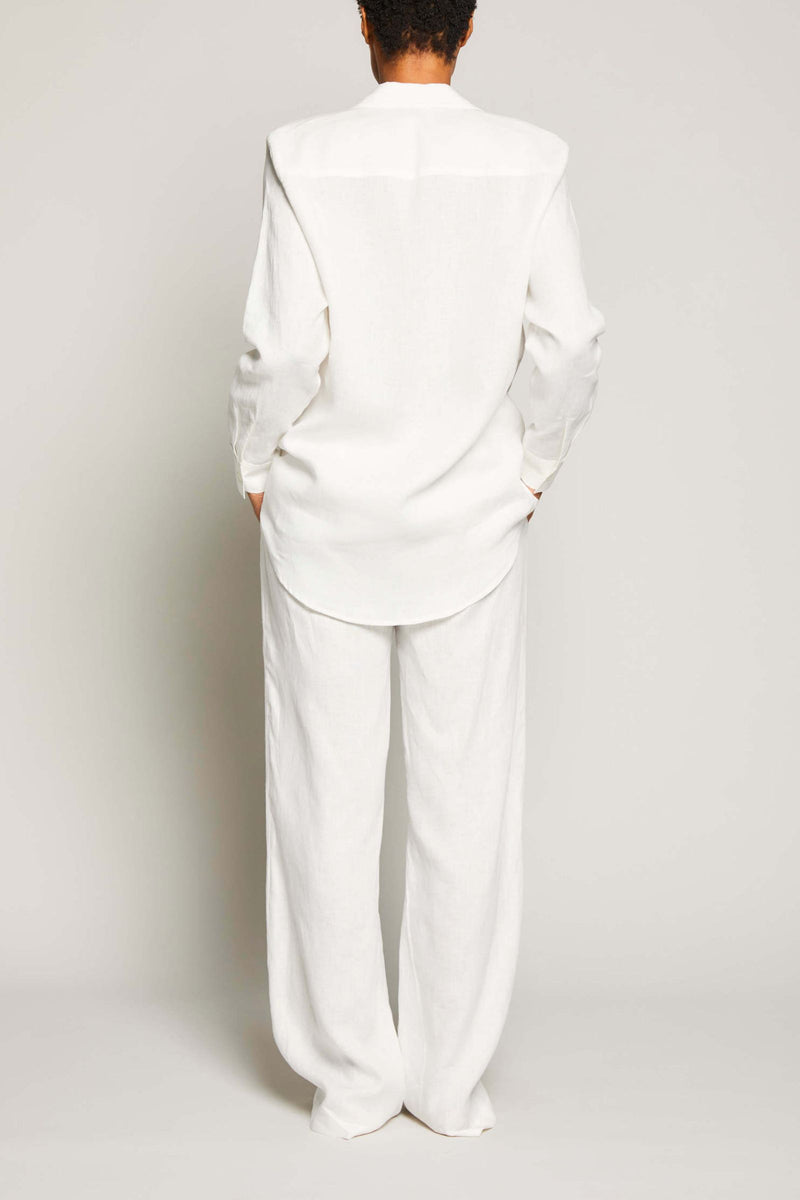Italian Linen Pajama Set-White – Pour Les Femmes