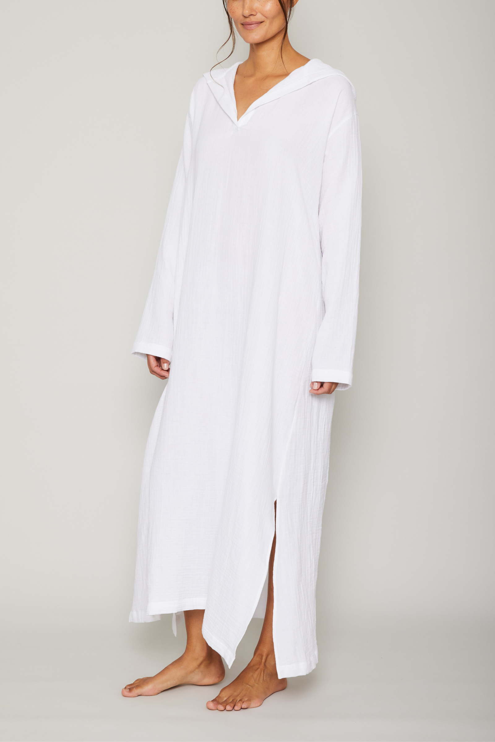 Angel Long Hoodie Coverup - White