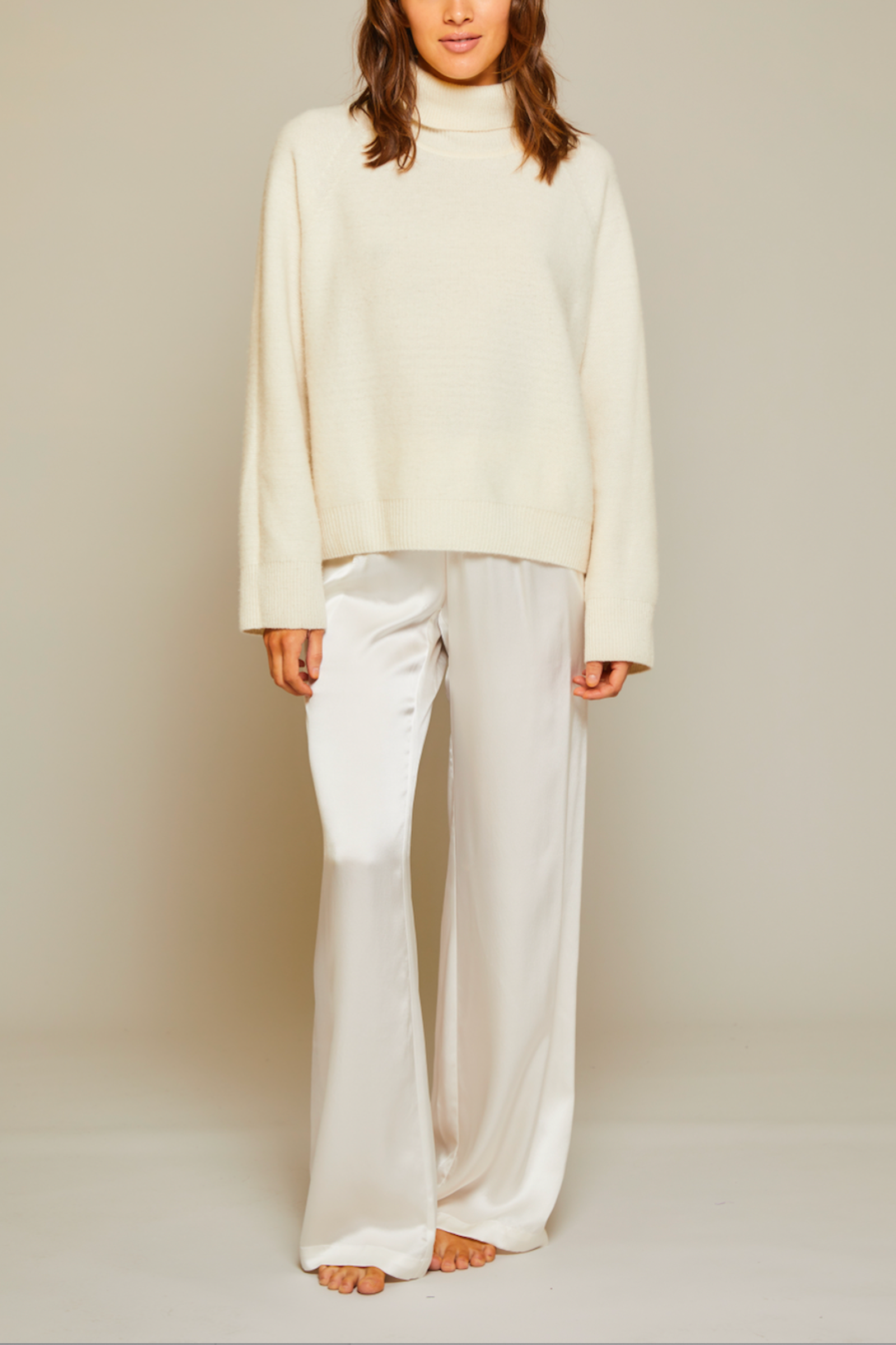 Silk Charmeuse Lounge Pant - Cream