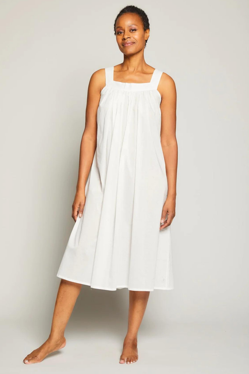 Long Square Neck Nightgown - White