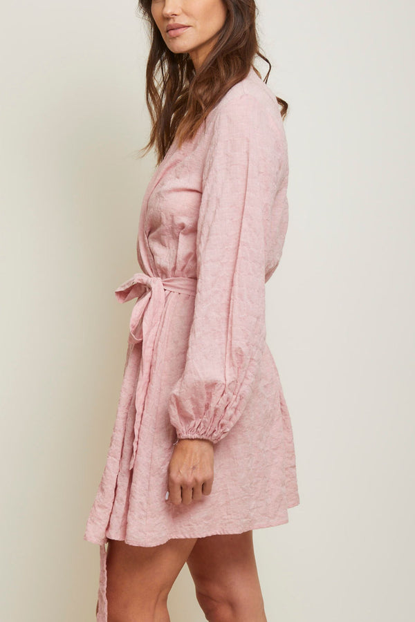 Short Organic Japanese Cotton Wrap Dress - Pink