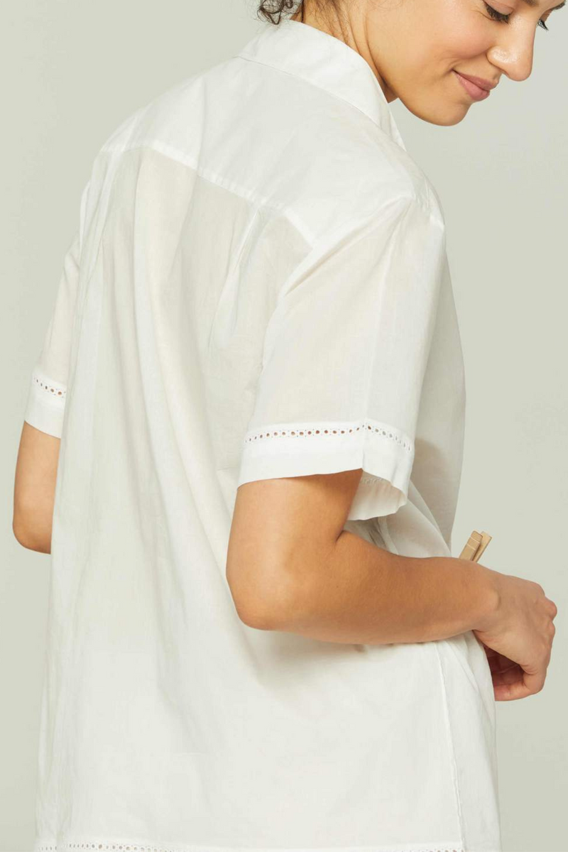 Short Sleeve Cropped Pant PJ Set - White